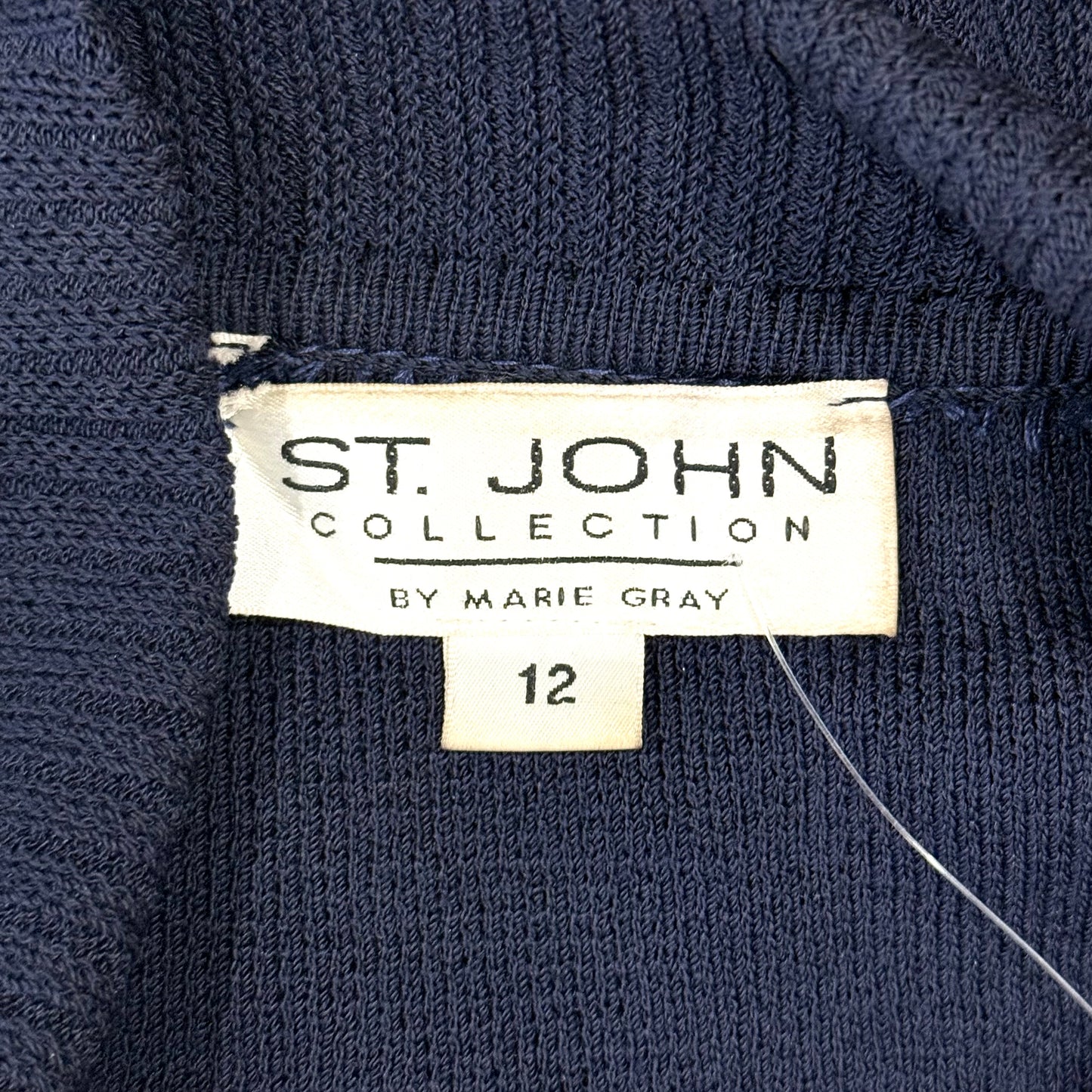 St John Classic Navy Double-Breasted Coat – Gold Logo Buttons – Size 12