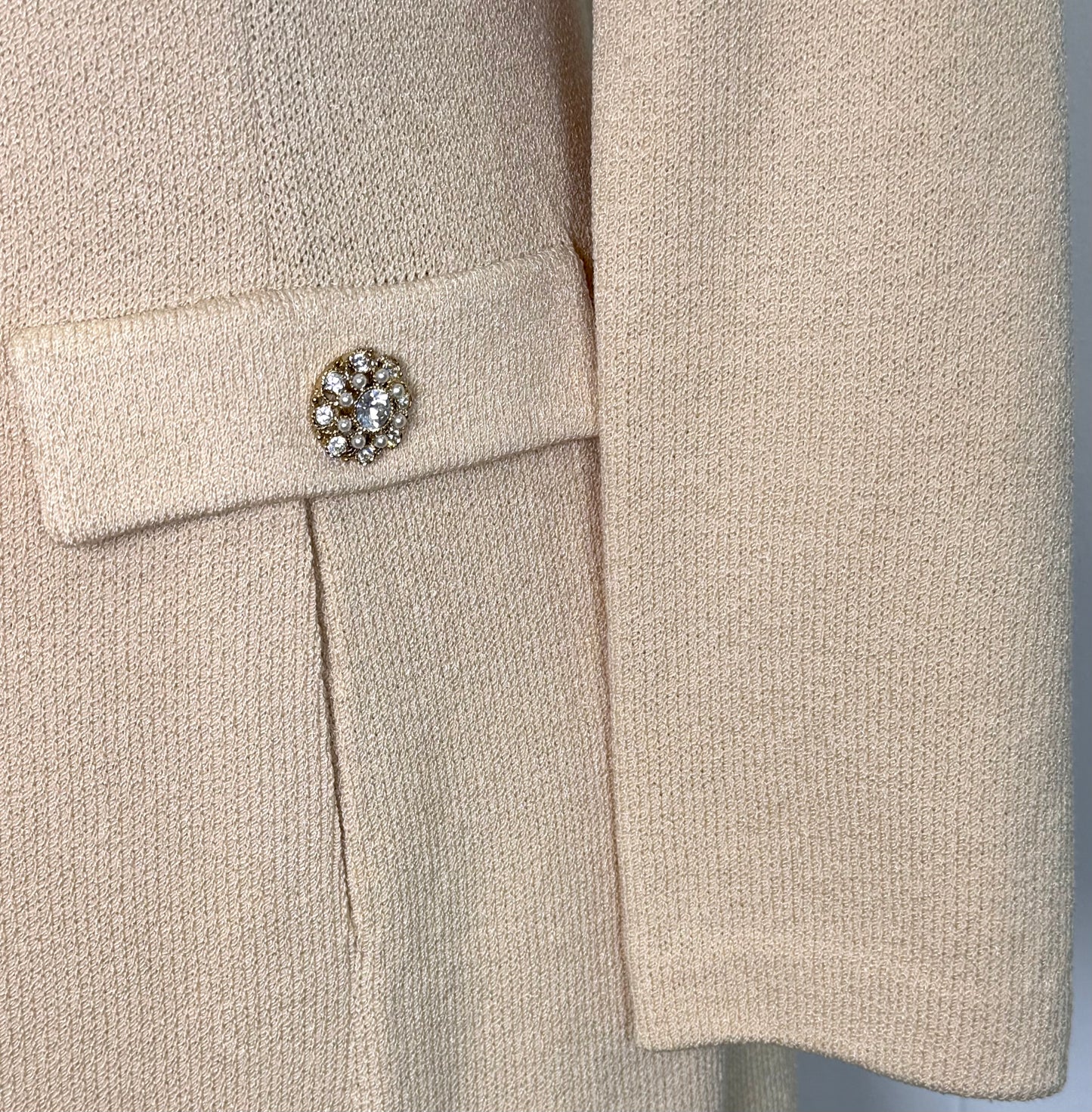 St. John Cream Santana Knit Coat – Crystal Button – Size 12