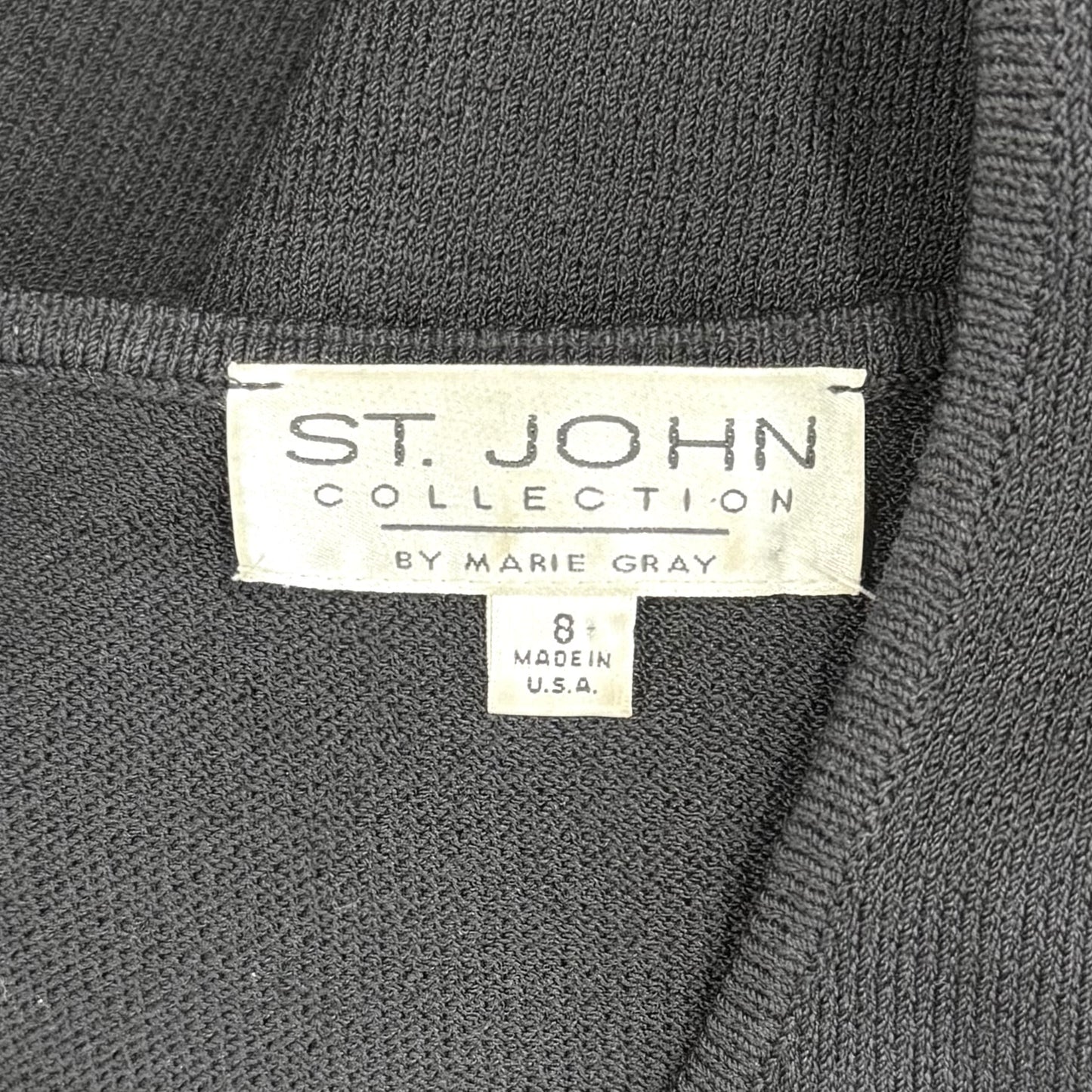 St. John Black Santana Knit Dress – Short Sleeve Classic – Size 8