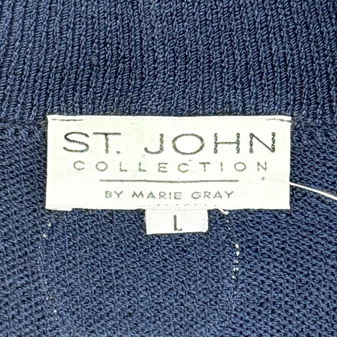 St. John Nautical-Inspired Navy Short Jacket with Silver Trim - Size L/10/12