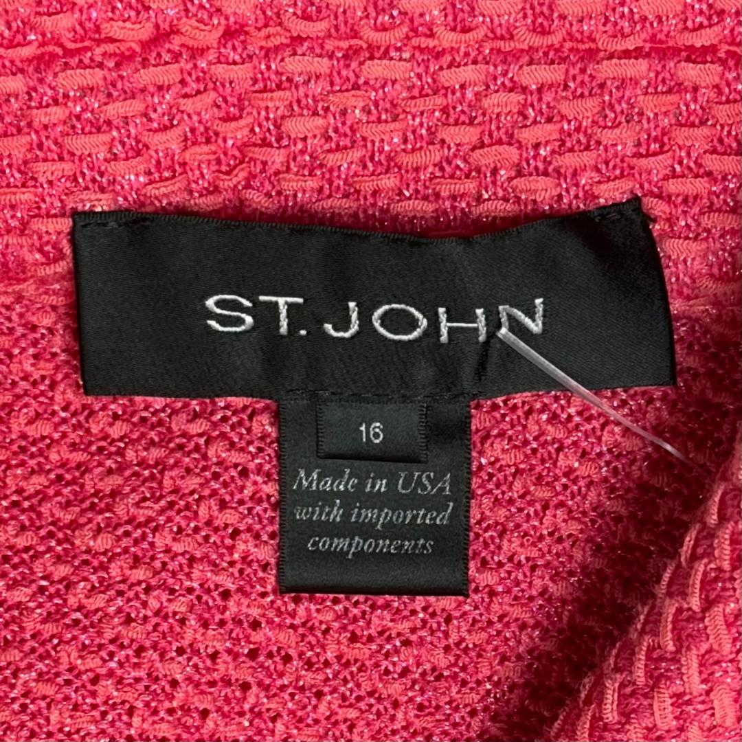 St. John Coral Pink Cotton Blend Jacket with Pockets - Size 16