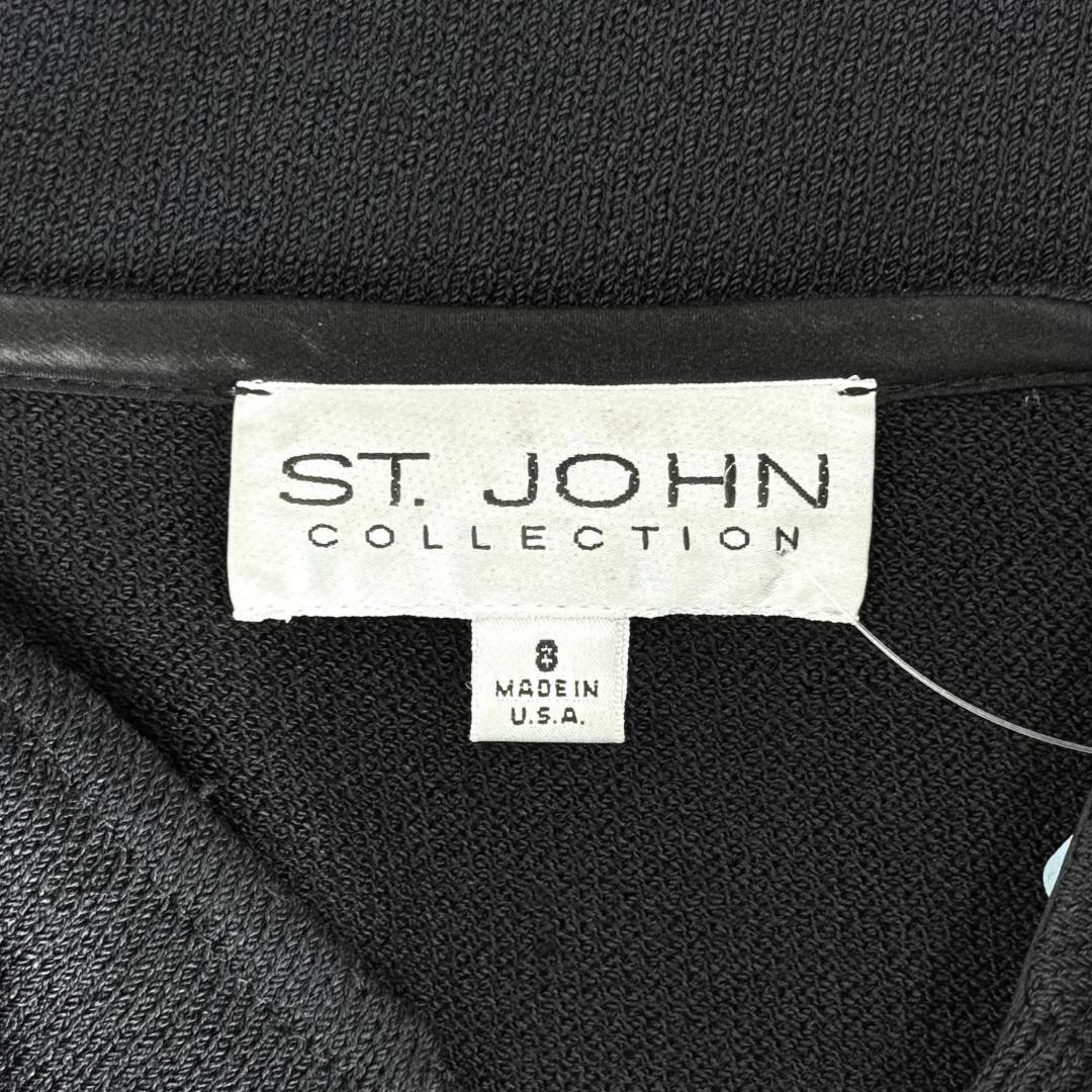 St. John Black Santana Knit Short Sleeve Bolero Jacket – Classic Layering Style - Size 8