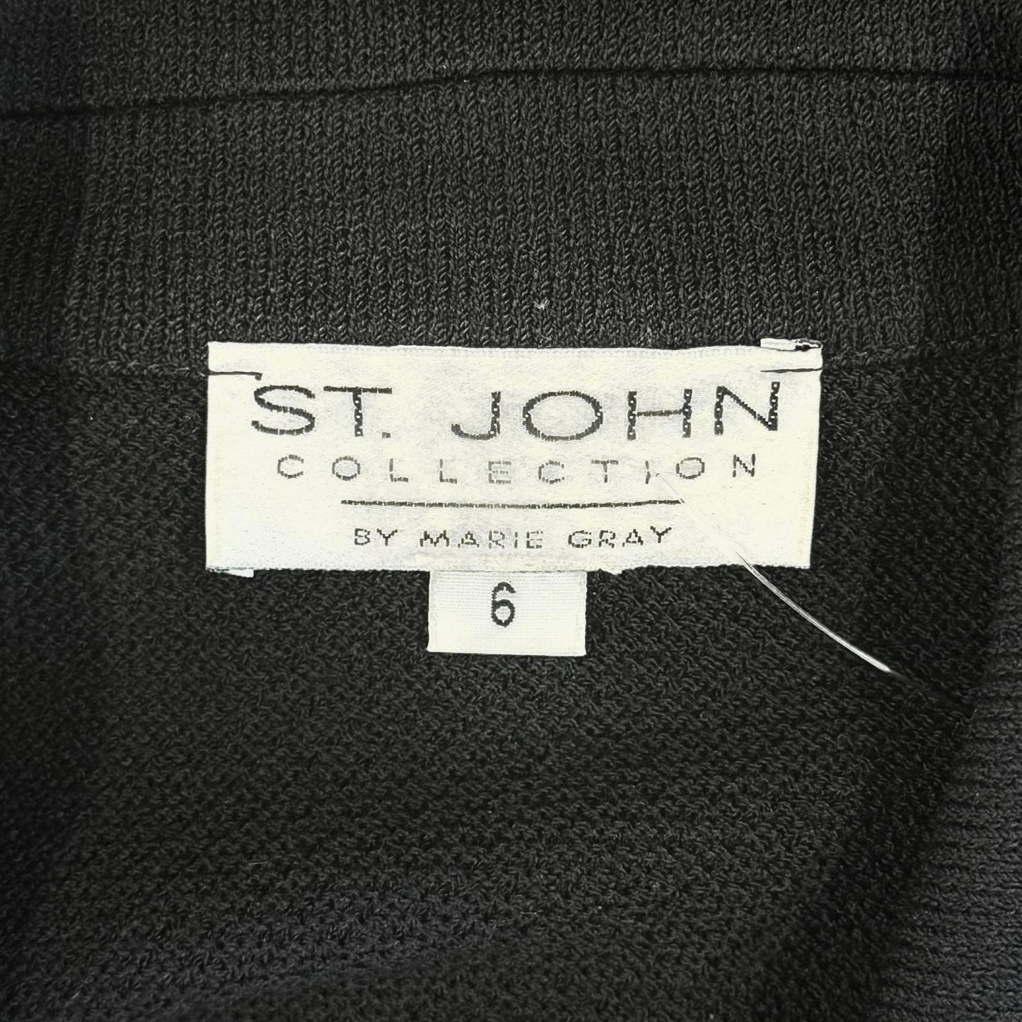 St. John Black Santana Knit Long Jacket – Gold Logo Buttons – Size 6 and 8