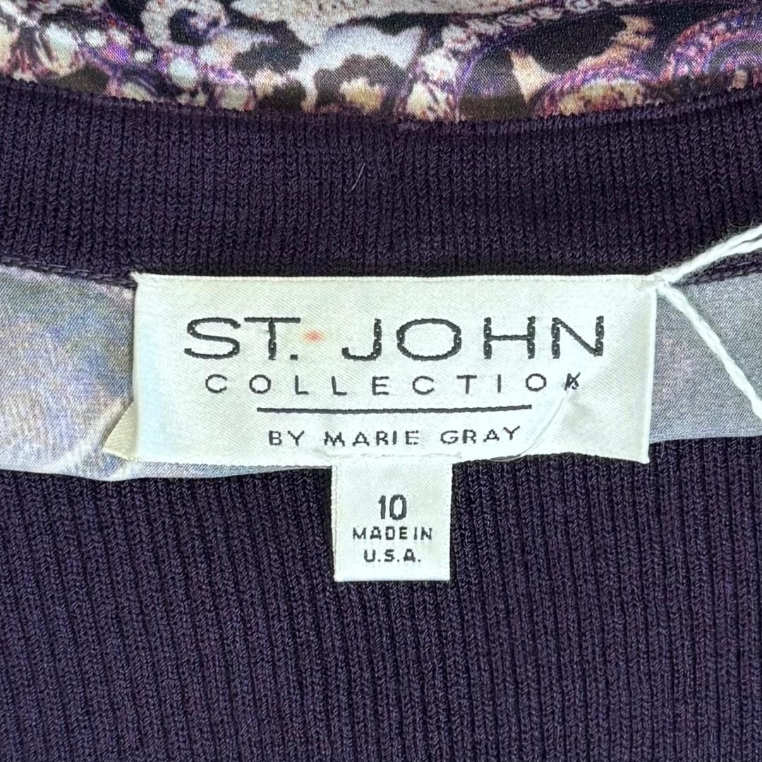 St. John Multi-Purple Cardigan Jacket – Gold Buttons – Size 10