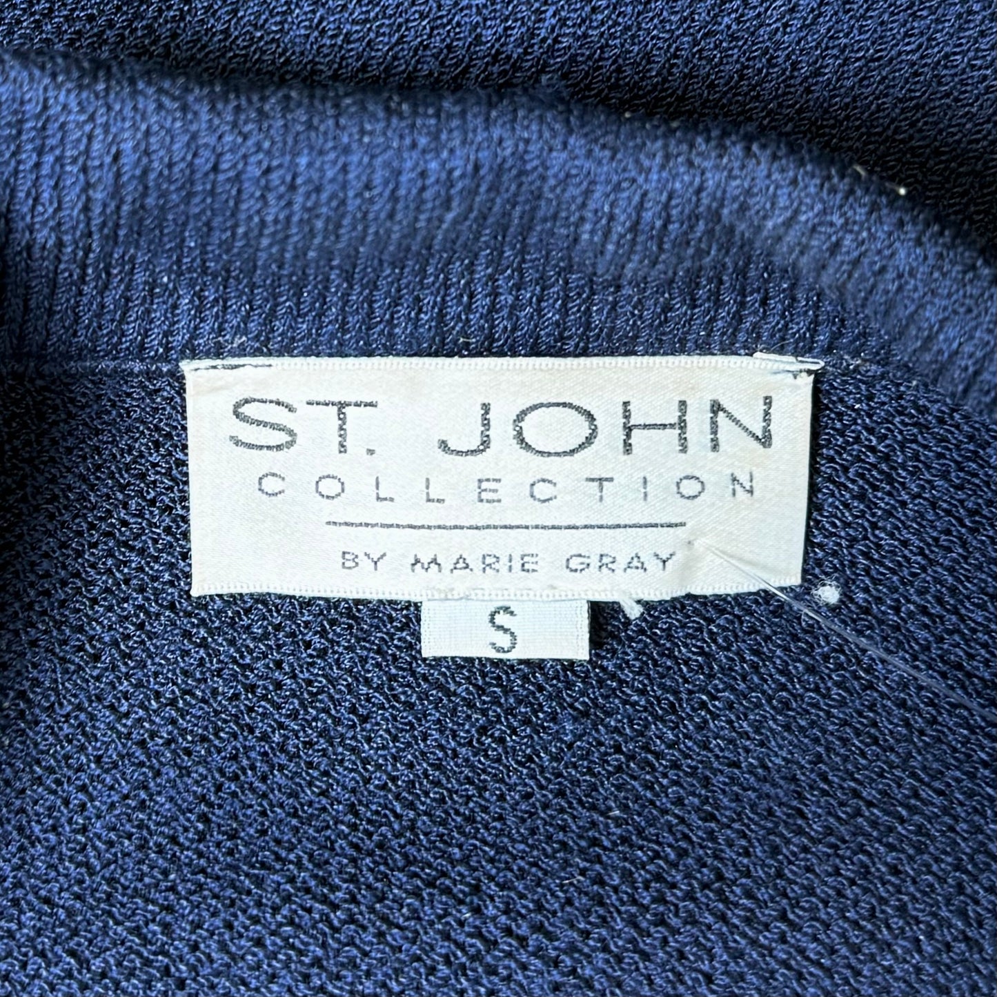 St. John Navy Santana Knit Jacket – Gold Star Paillettes – Size S / 6