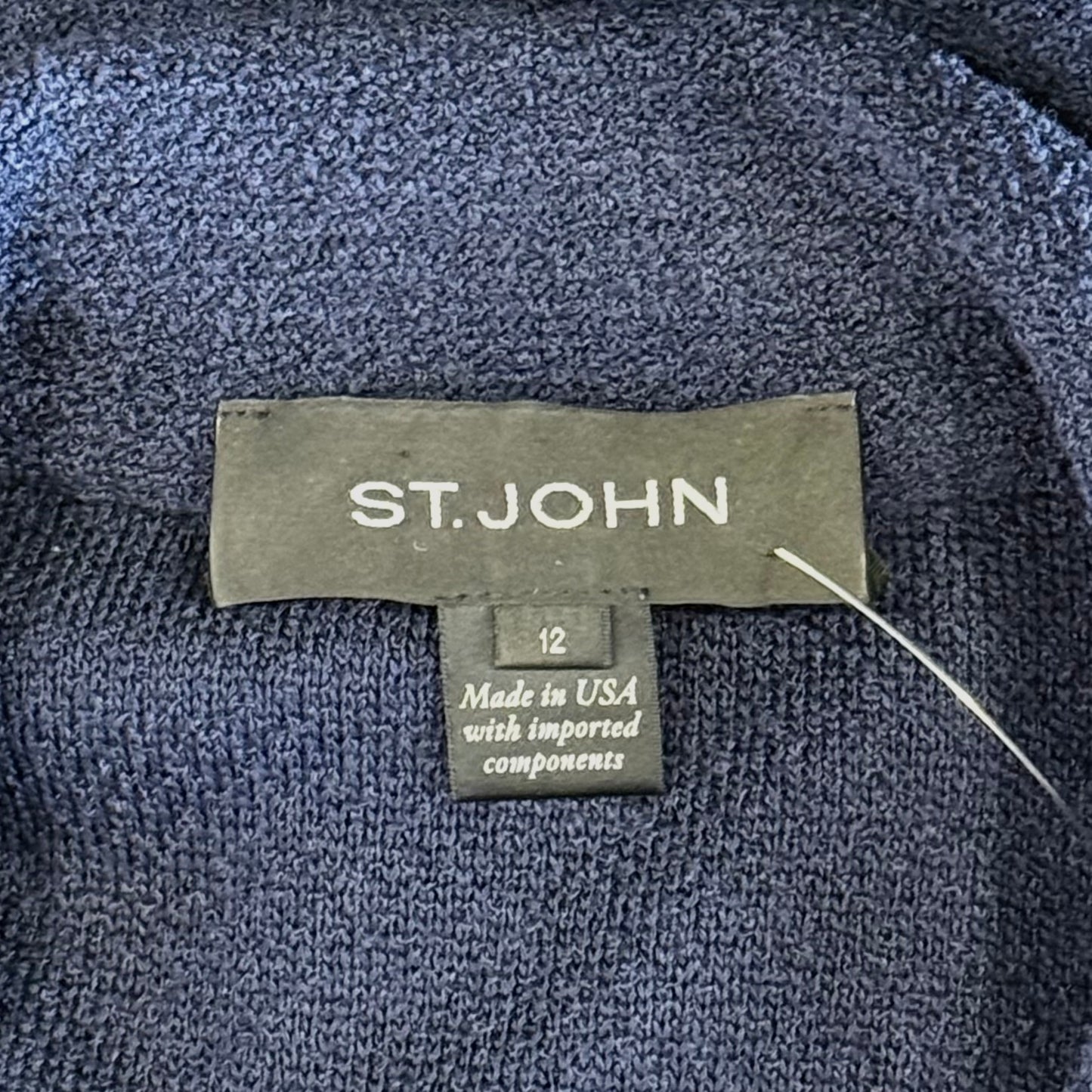 St. John Navy Textured Santana Knit Jacket – Size 12