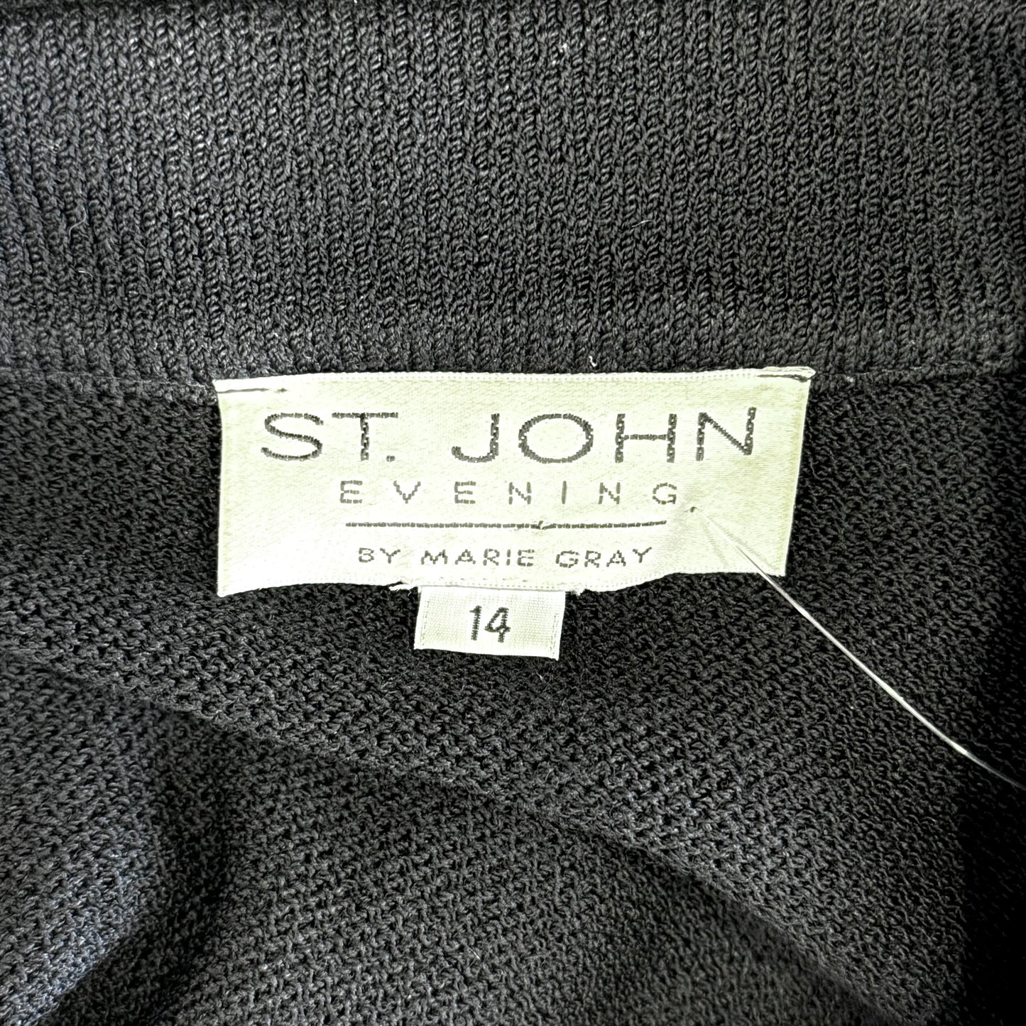 St. John Black Santana Knit Evening Jacket – Gold Circle Paillettes – Size 14