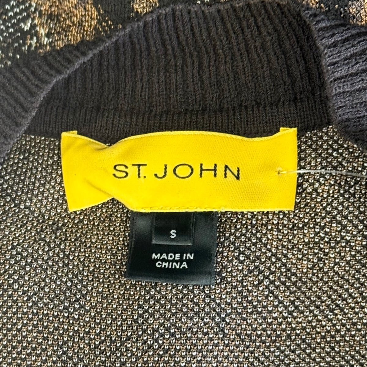 St. John Brown & White Animal Print Jacket – Logo Zipper Pull – Size S
