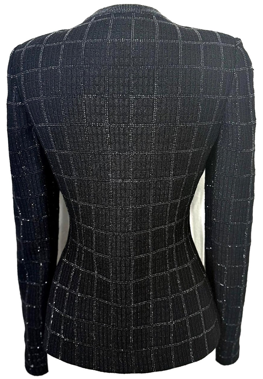 St John Evening Jacket in Black Shimmer with Paillettes - Size 4