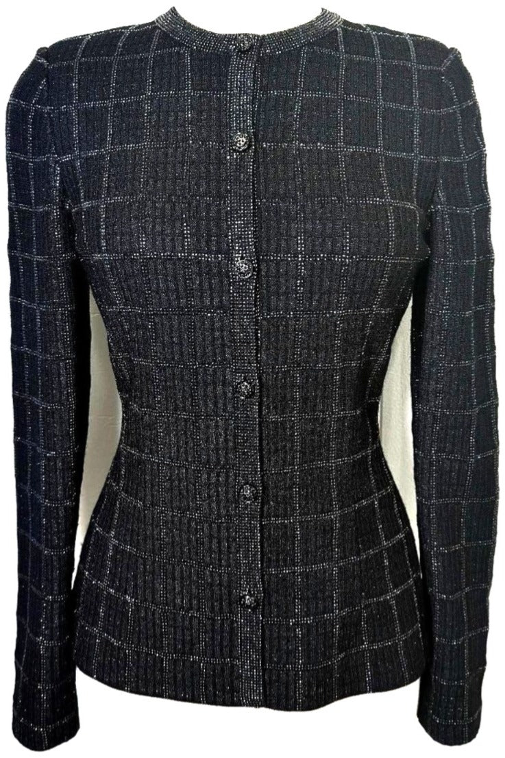 St John Evening Jacket in Black Shimmer with Paillettes - Size 4