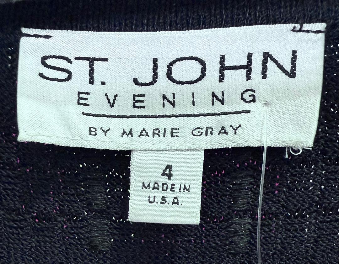 St John Evening Jacket in Black Shimmer with Paillettes - Size 4