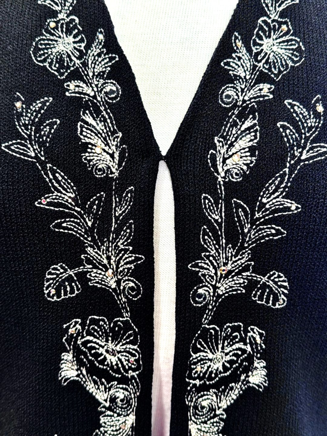 St. John Santana Knit Jacket – Black with Gold Embroidery & Paillettes - Size 2