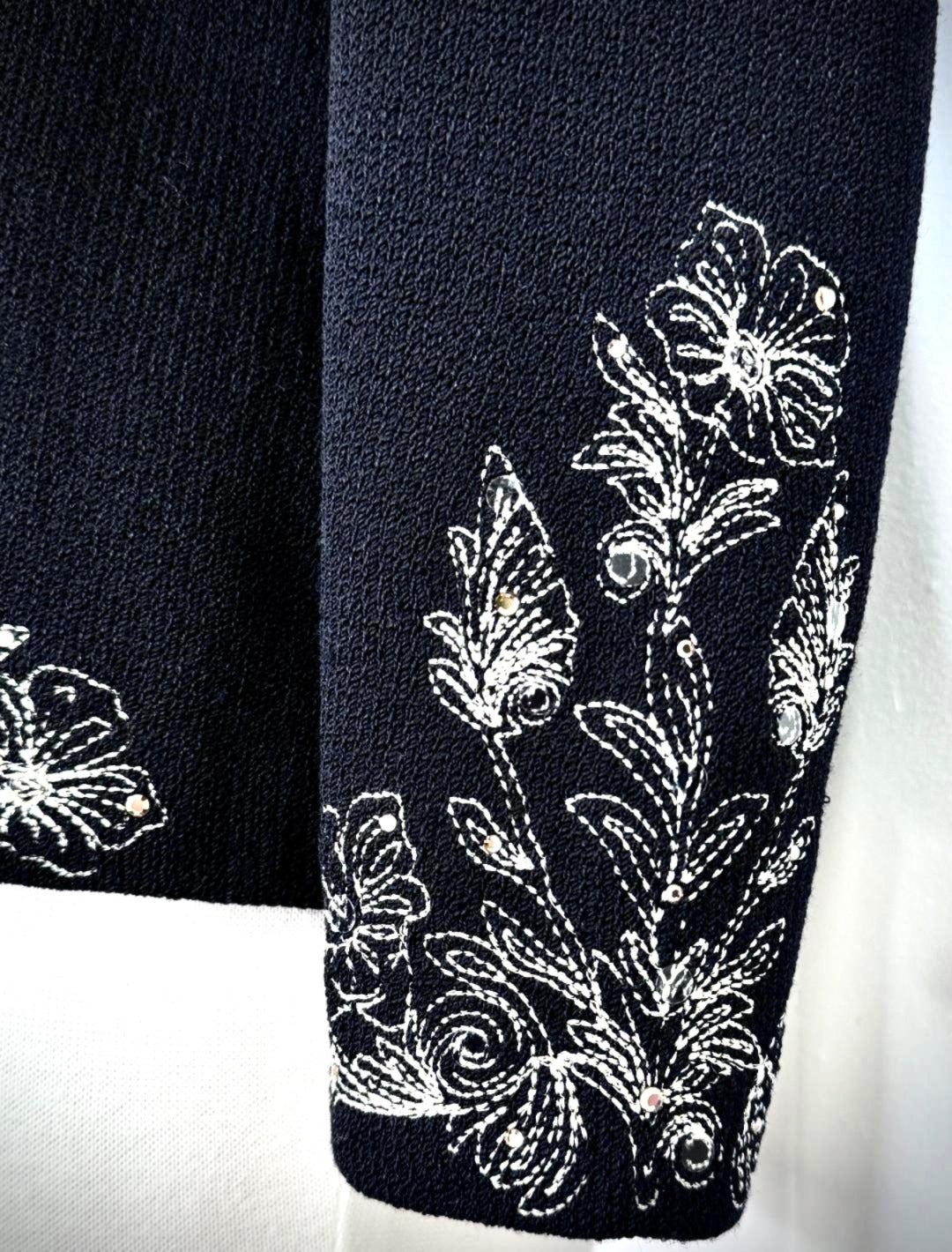 St. John Santana Knit Jacket – Black with Gold Embroidery & Paillettes - Size 2
