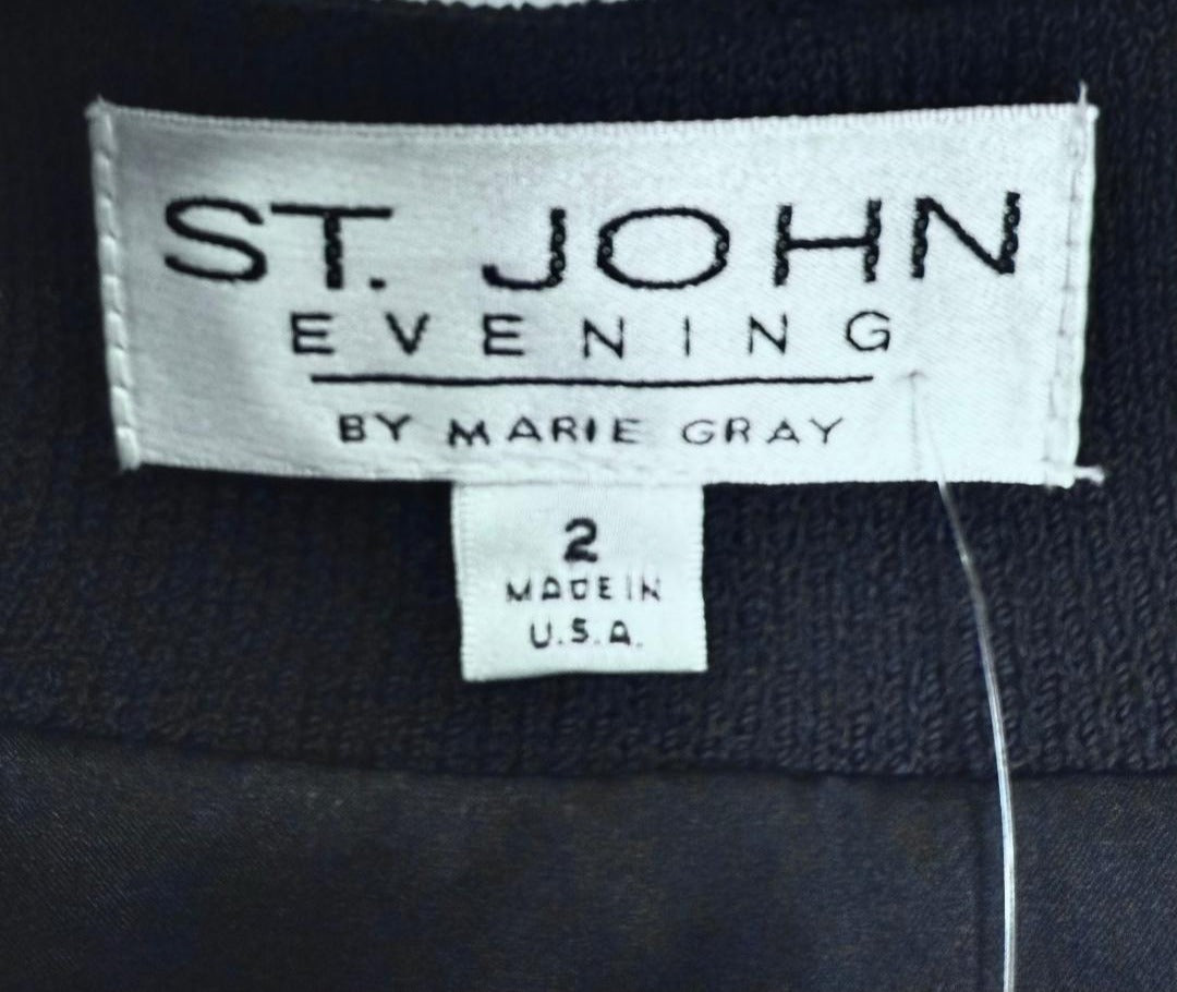 St. John Santana Knit Jacket – Black with Gold Embroidery & Paillettes - Size 2