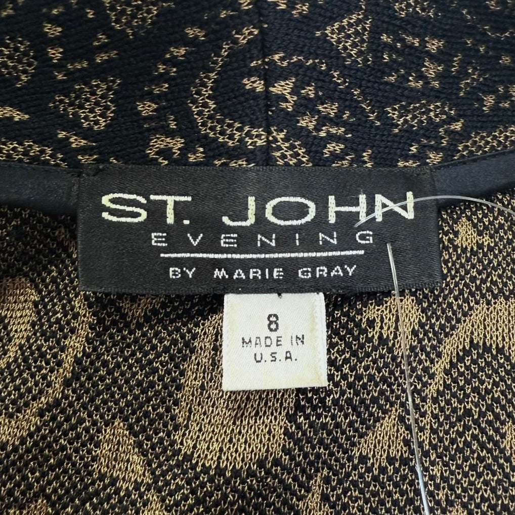 St. John Black & Brown Evening Jacket – Paillette Embellishments & Double Zipper Closure - Size 8