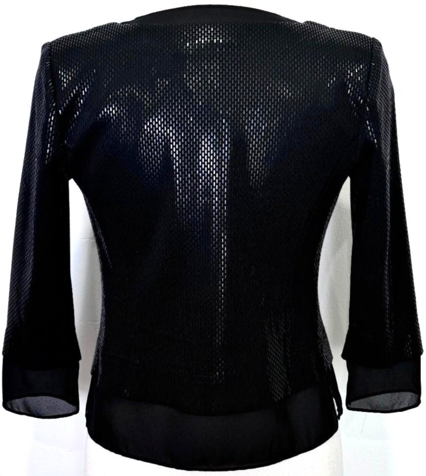 St. John Wool Blend Evening Jacket – Black Paillette Accents & Fabric Trim - Size 0 - NWT