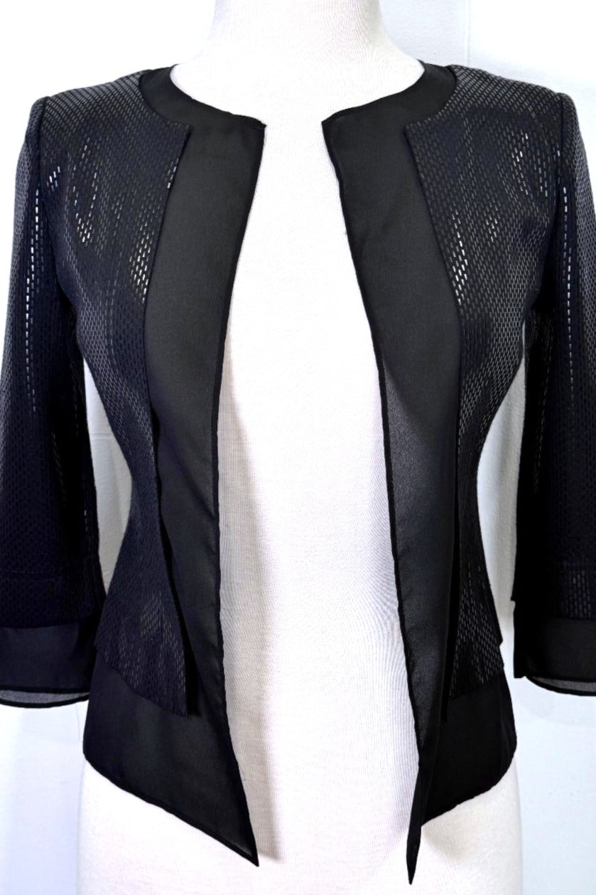 St. John Wool Blend Evening Jacket – Black Paillette Accents & Fabric Trim - Size 0 - NWT