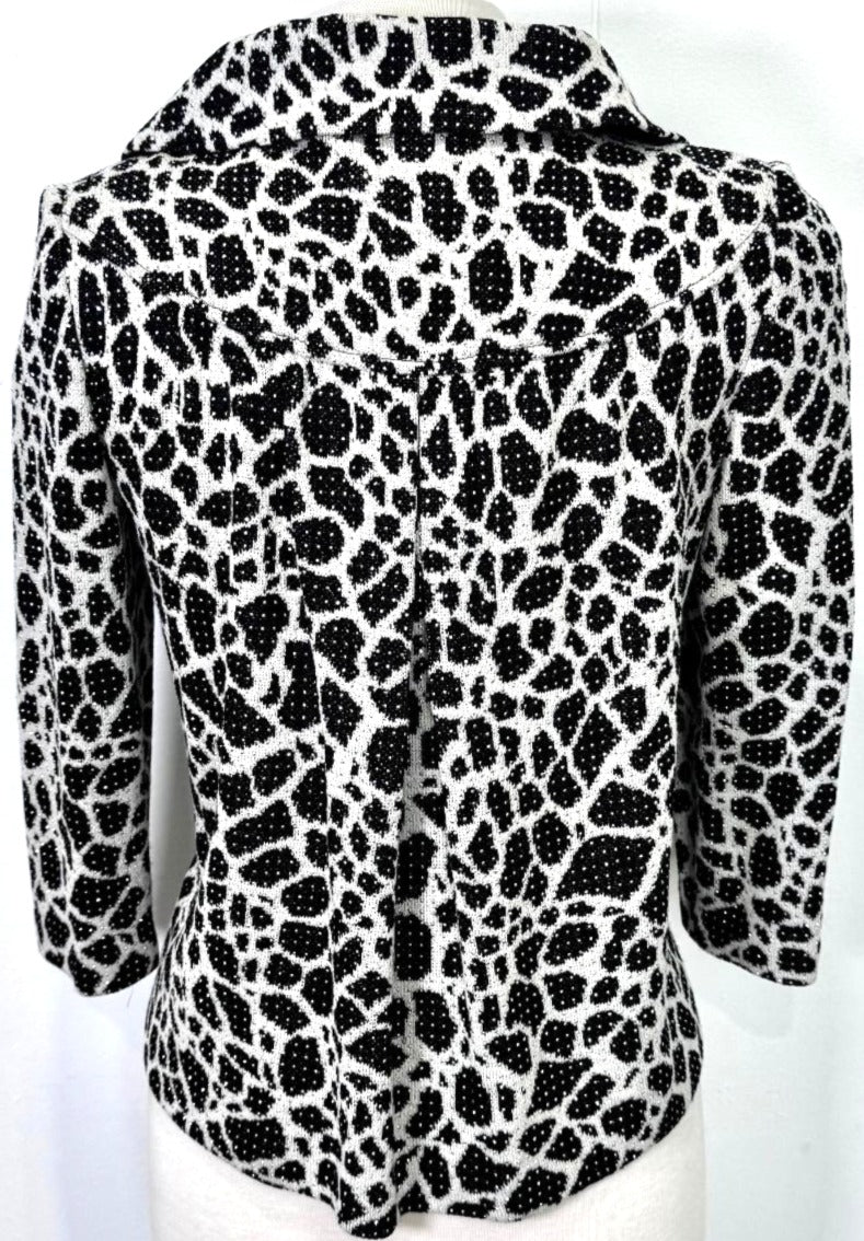 St. John Black & White Santana Knit Evening Jacket – Silver Studs & Crystal Buttons - Size 4 - NWT