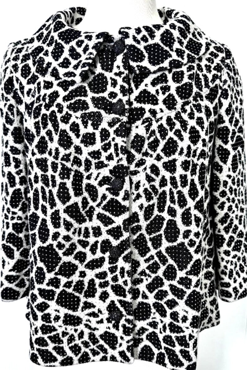 St. John Black & White Santana Knit Evening Jacket – Silver Studs & Crystal Buttons - Size 4 - NWT