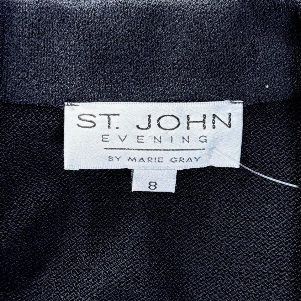 St. John Black Santana Knit Evening Jacket - Paillette Trim - Size 8