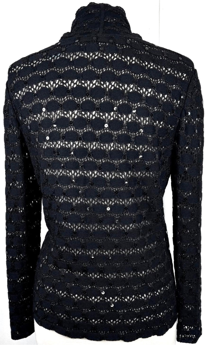 St. John Black Santana Knit Evening Jacket - Crystal Buttons - Size 8
