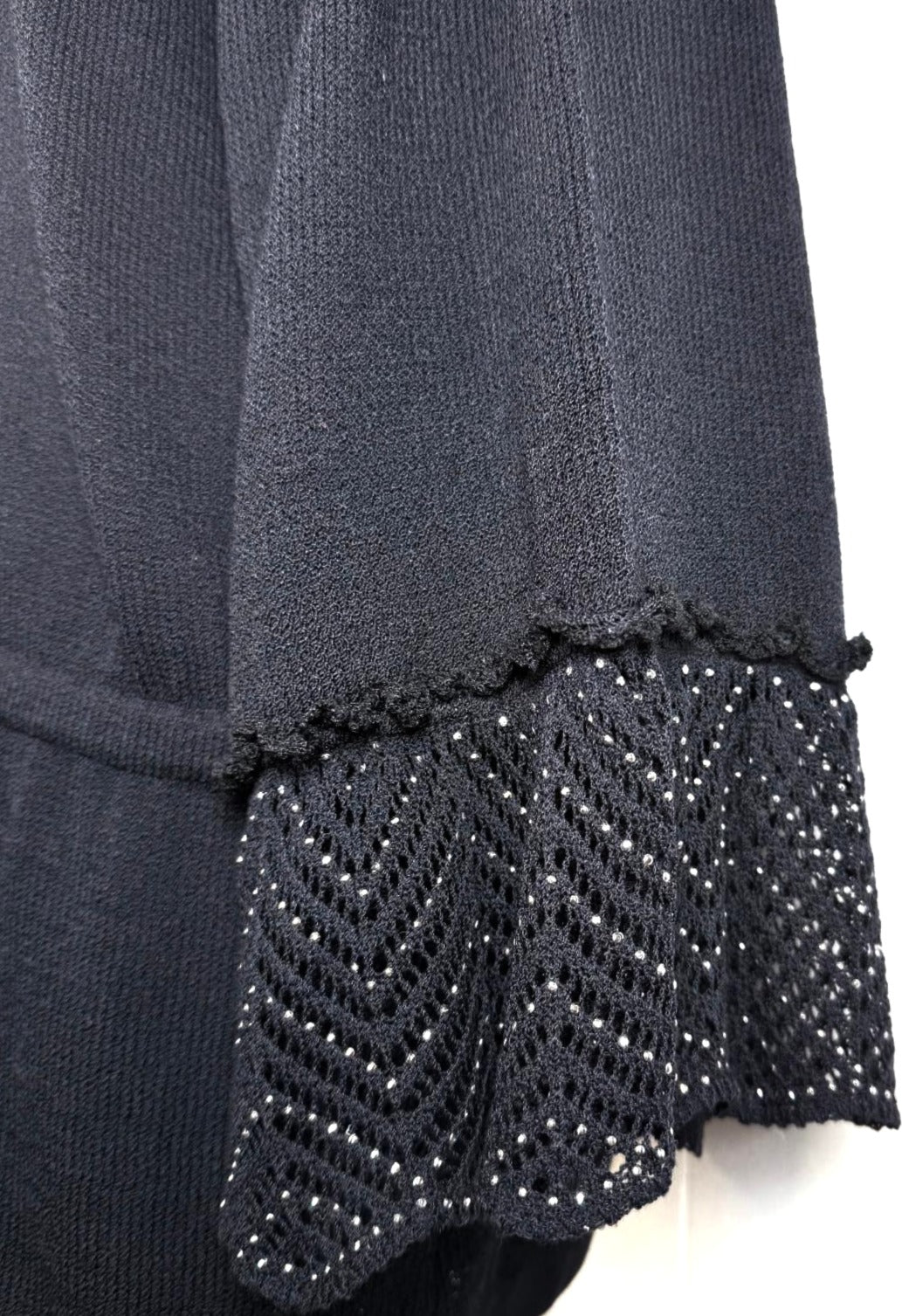 St. John Black Santana Knit Evening Jacket - Ruffled Paillette Trim - Size 14