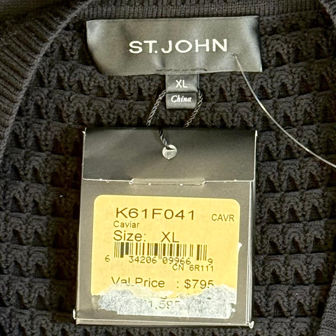 St. John Evening Black Open-Stitch Knit Jacket – Size XL/12/14