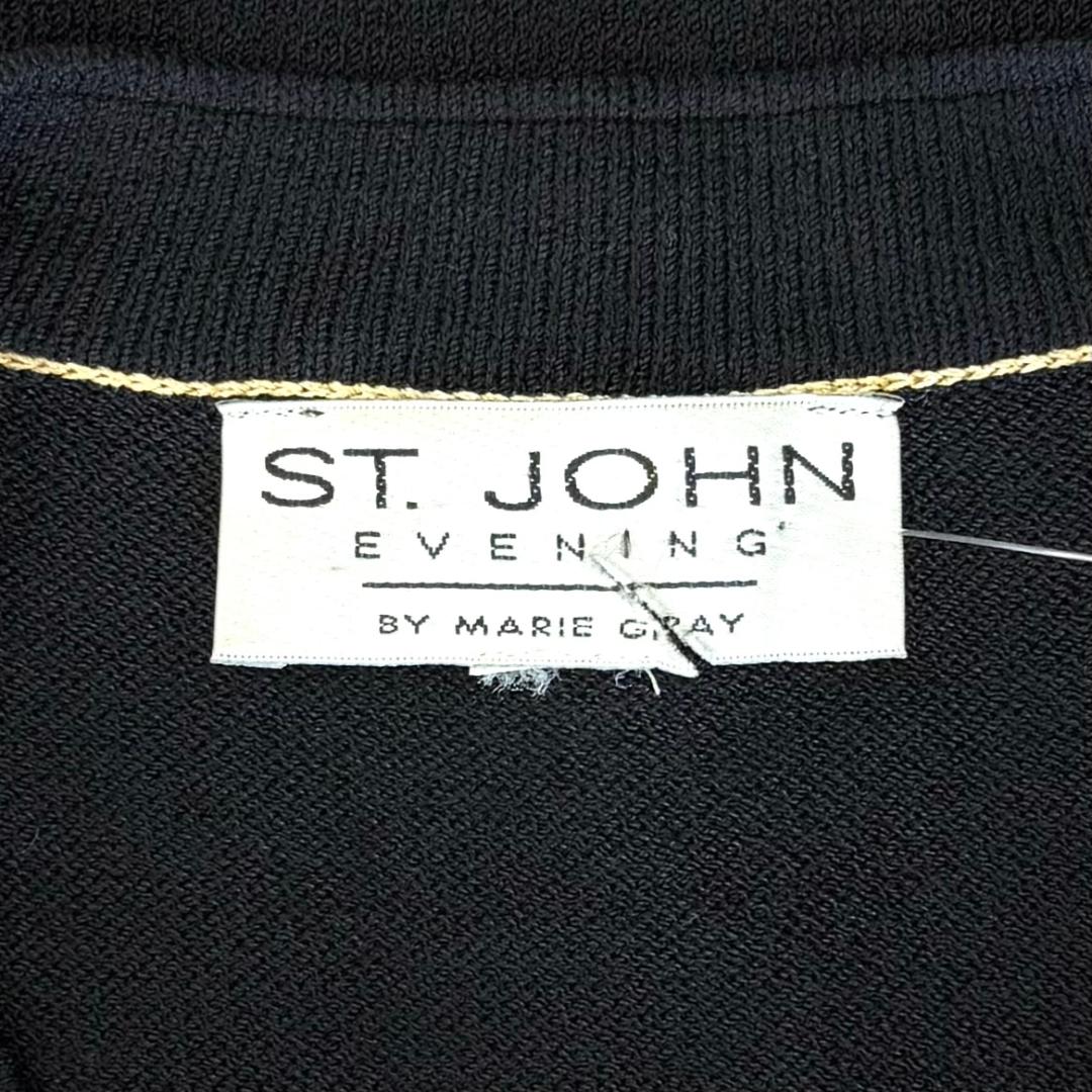 St. John Black Santana Knit Embellished Jacket – Gold & Silver Paillettes – Size 6