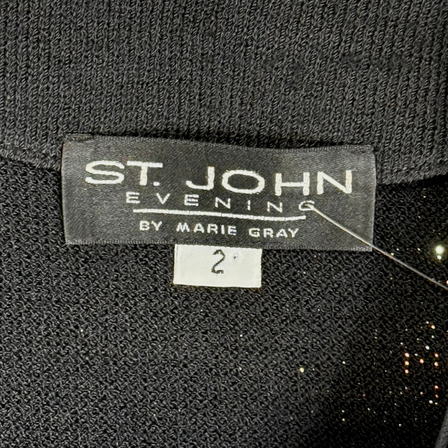St. John Black Santana Knit Evening Jacket – Multi-Color Paillettes – Size 2