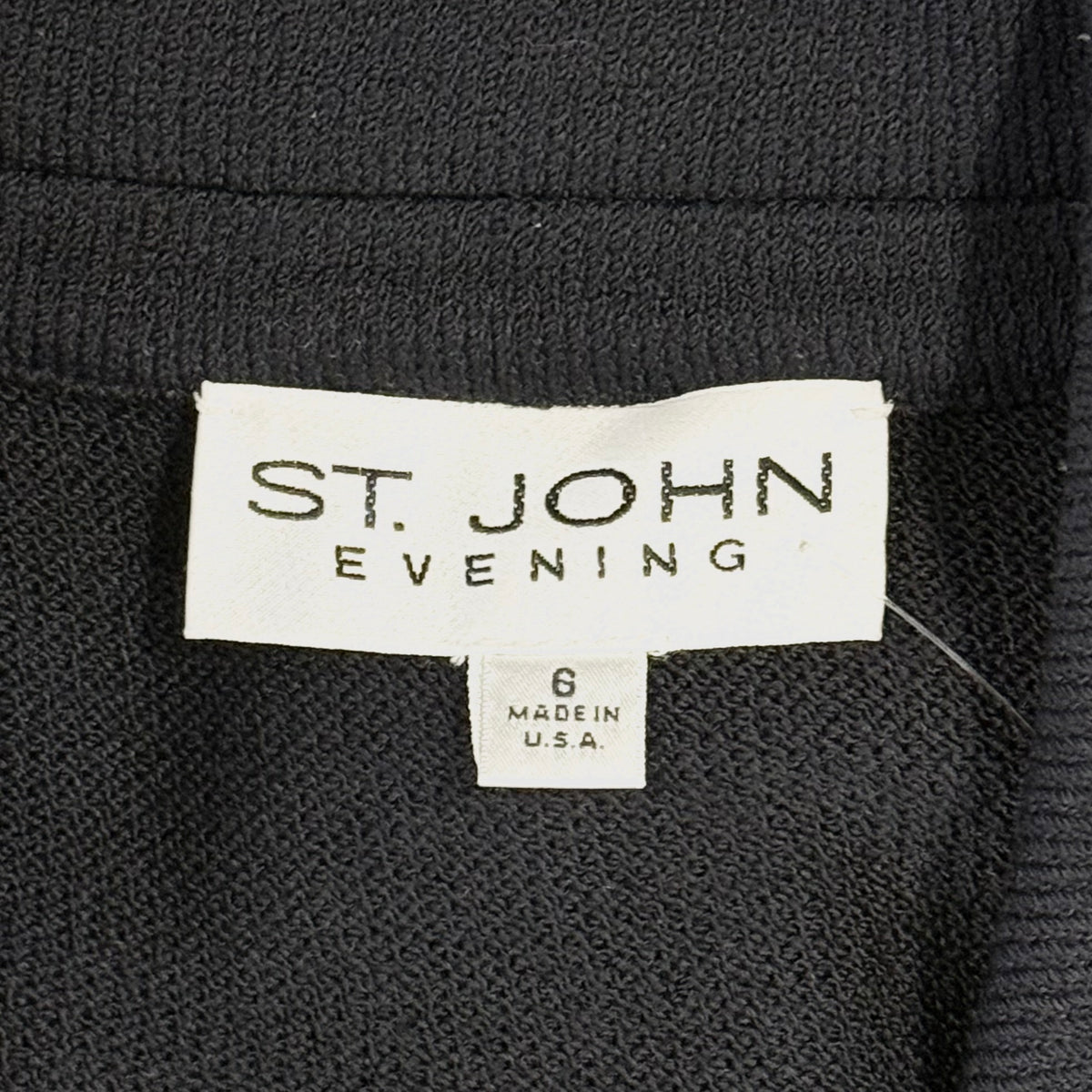St. John Black Santana Knit Evening Jacket – Crystal Paillette Lapel – Size 6