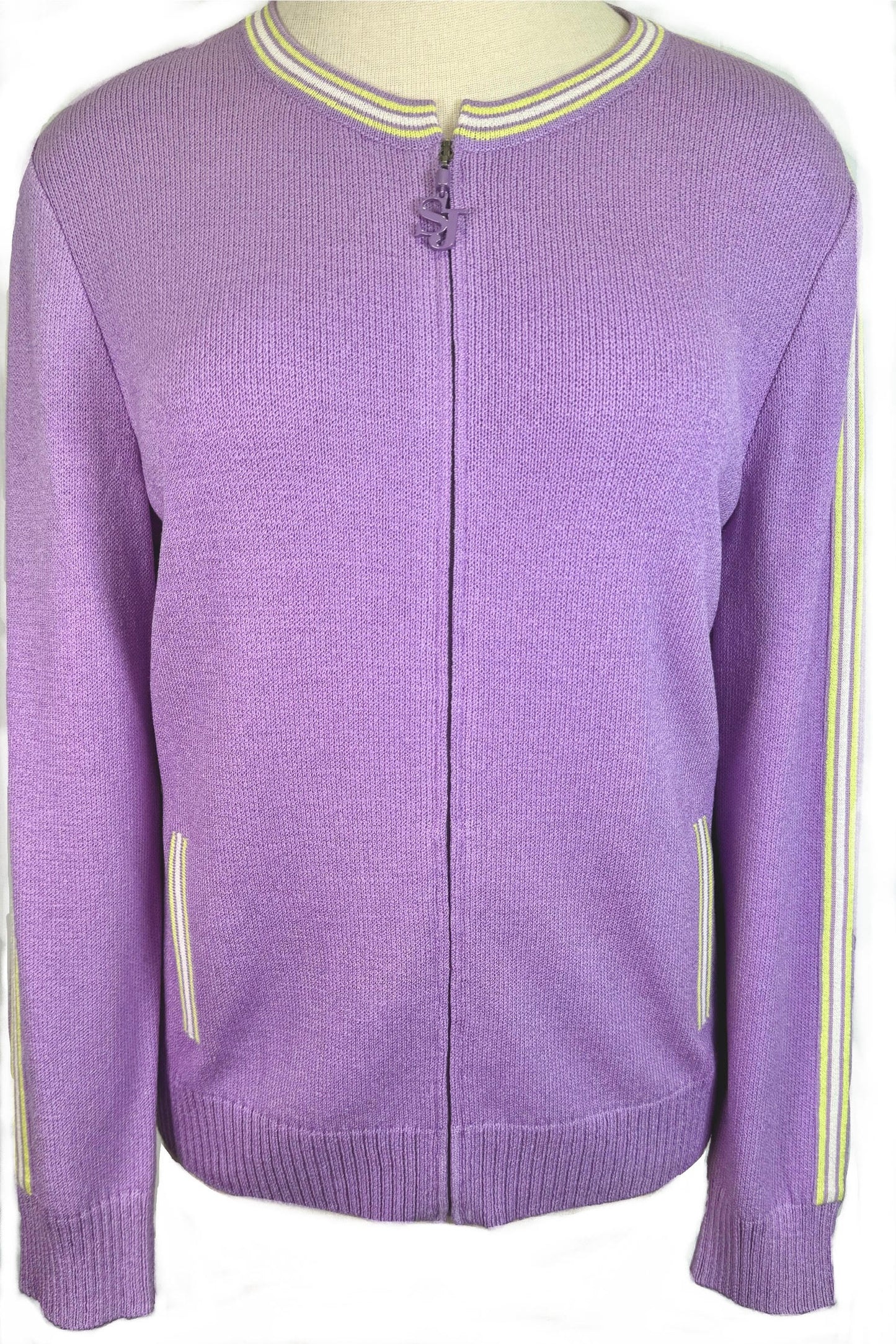 St. John Sport Purple Jacket with White & Green Trim - Size XL/12/14