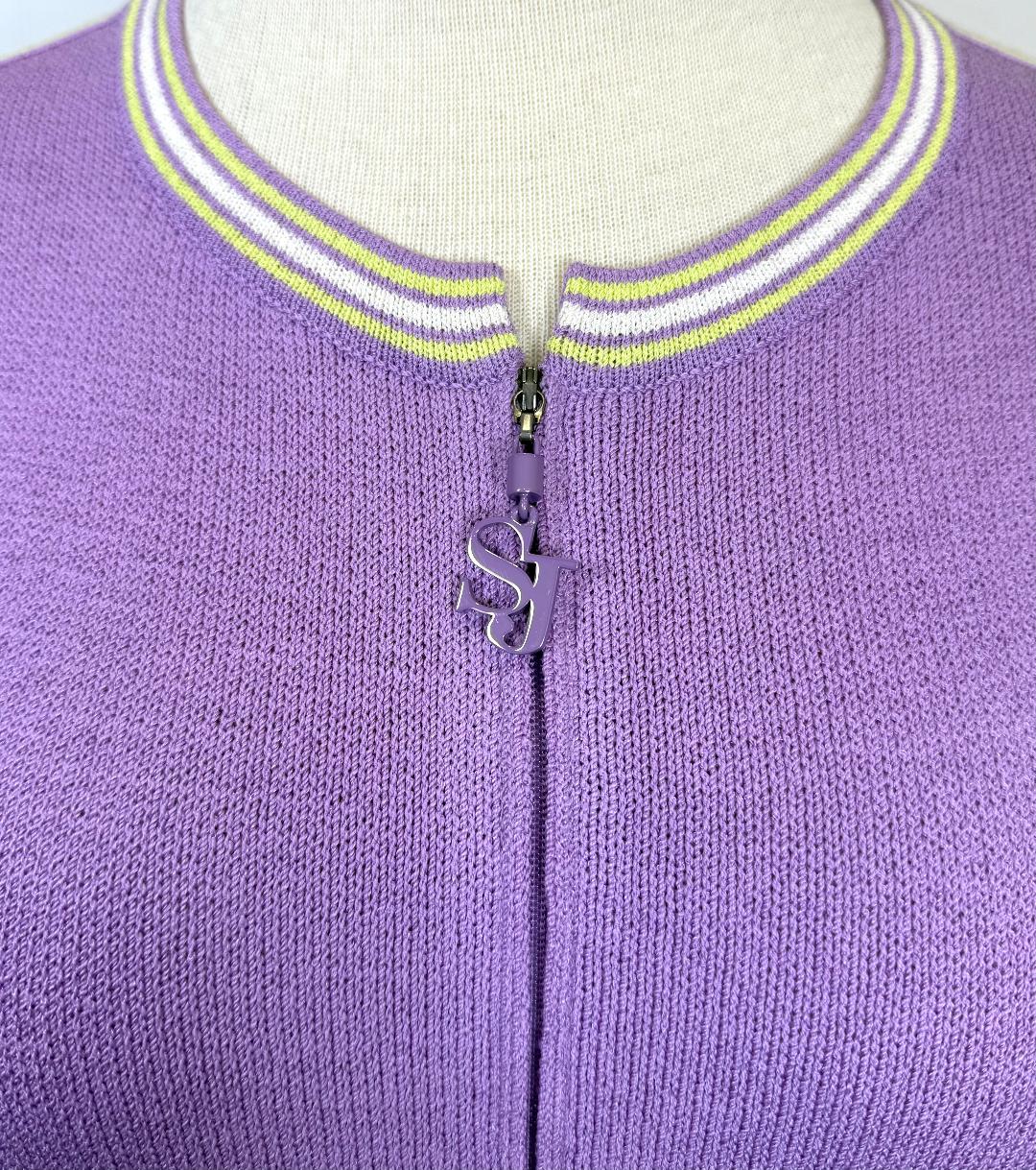 St. John Sport Purple Jacket with White & Green Trim - Size XL/12/14