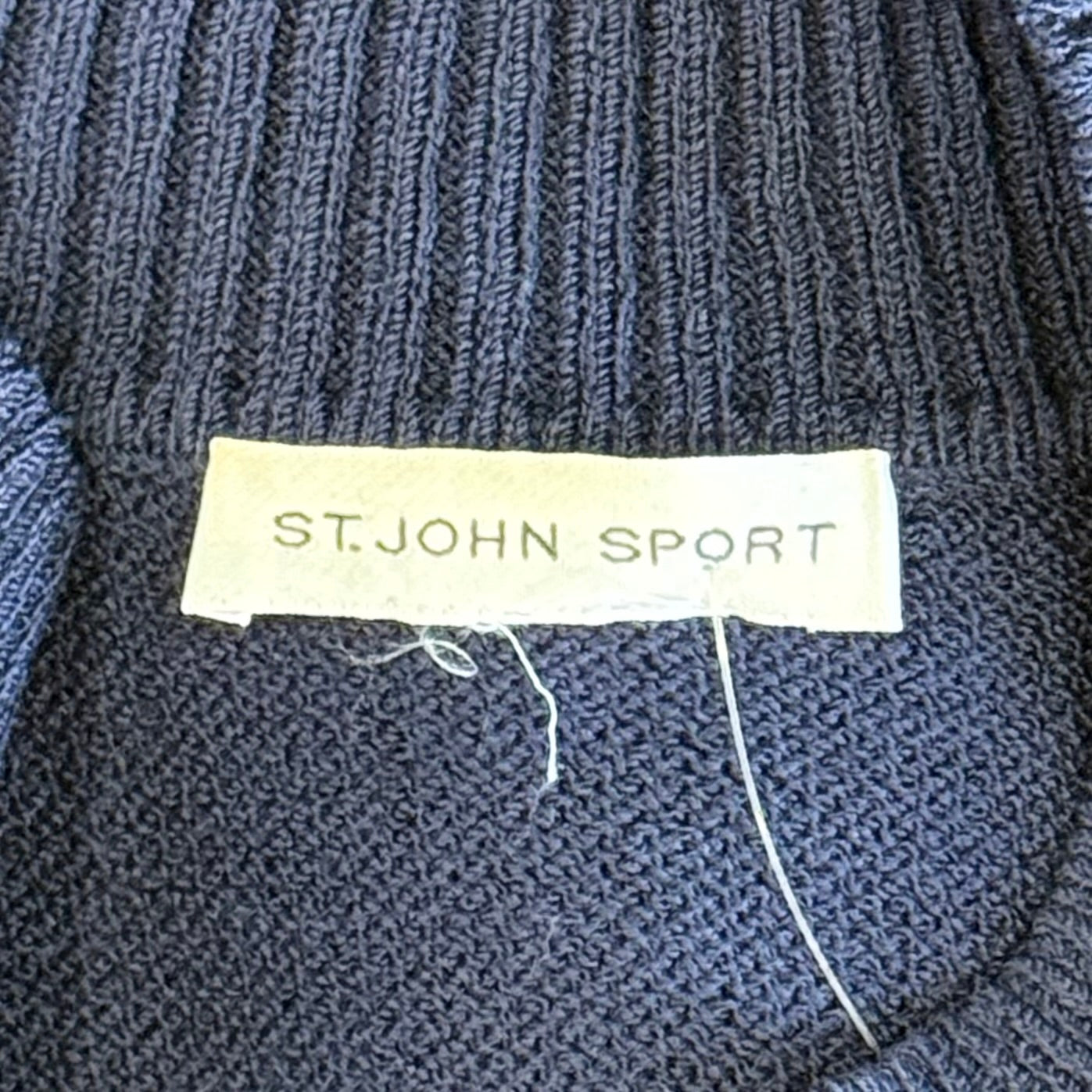 St. John Navy Santana Knit Jacket – White Stripe Detail – Size 12
