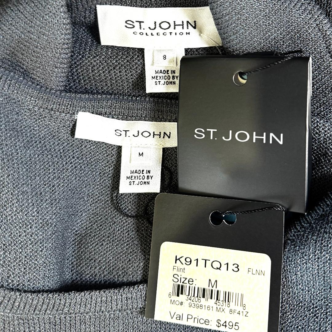 St. John Gray Flint Santana Knit Two-Piece Set – Jacket & Sleeveless Shell - NWT $1,995 - Size M / 8
