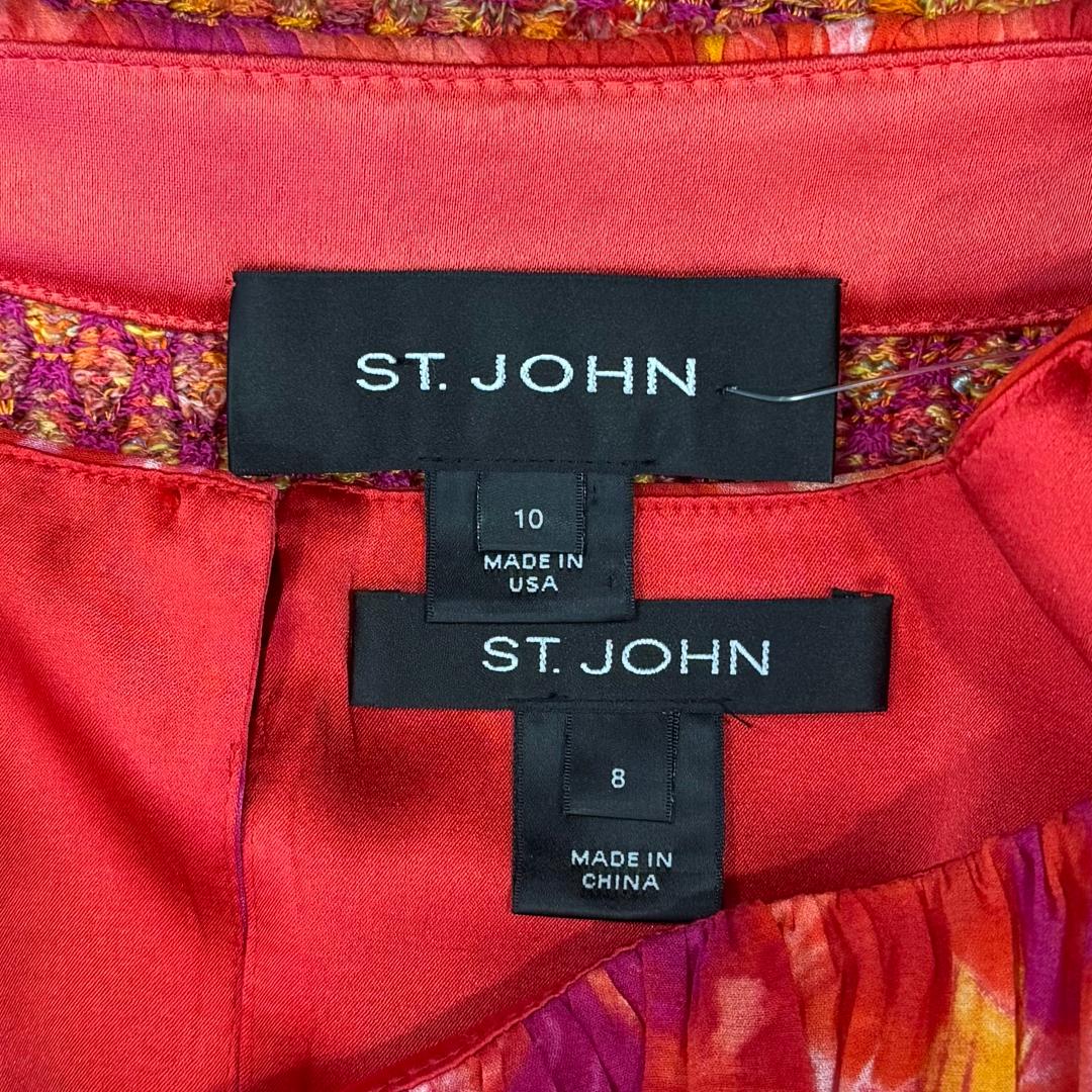 St. John Orange & Hot Pink Knit Jacket and Silk Blouse Set – Size 10 (Jacket, fits 8), Size 8 (Blouse)