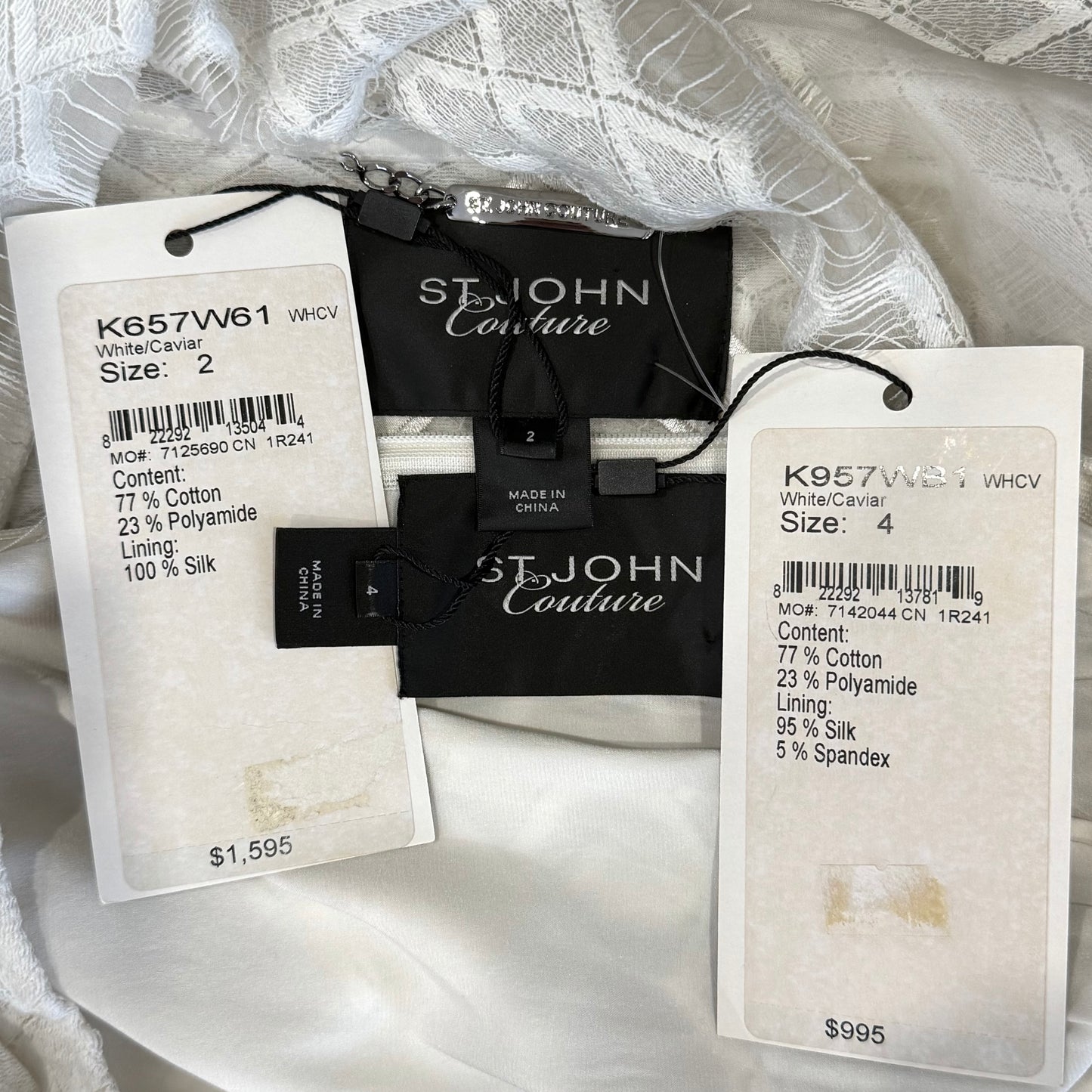 St. John White & Black Sheer Jacket & Top Set – NWT $2,590 – Size 4