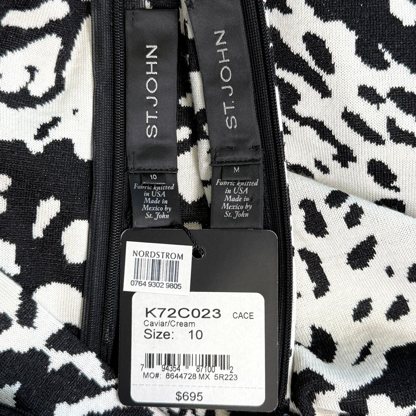 St. John Black & White Animal Print Evening Set with Paillette Accents - Size M / 10 NWT