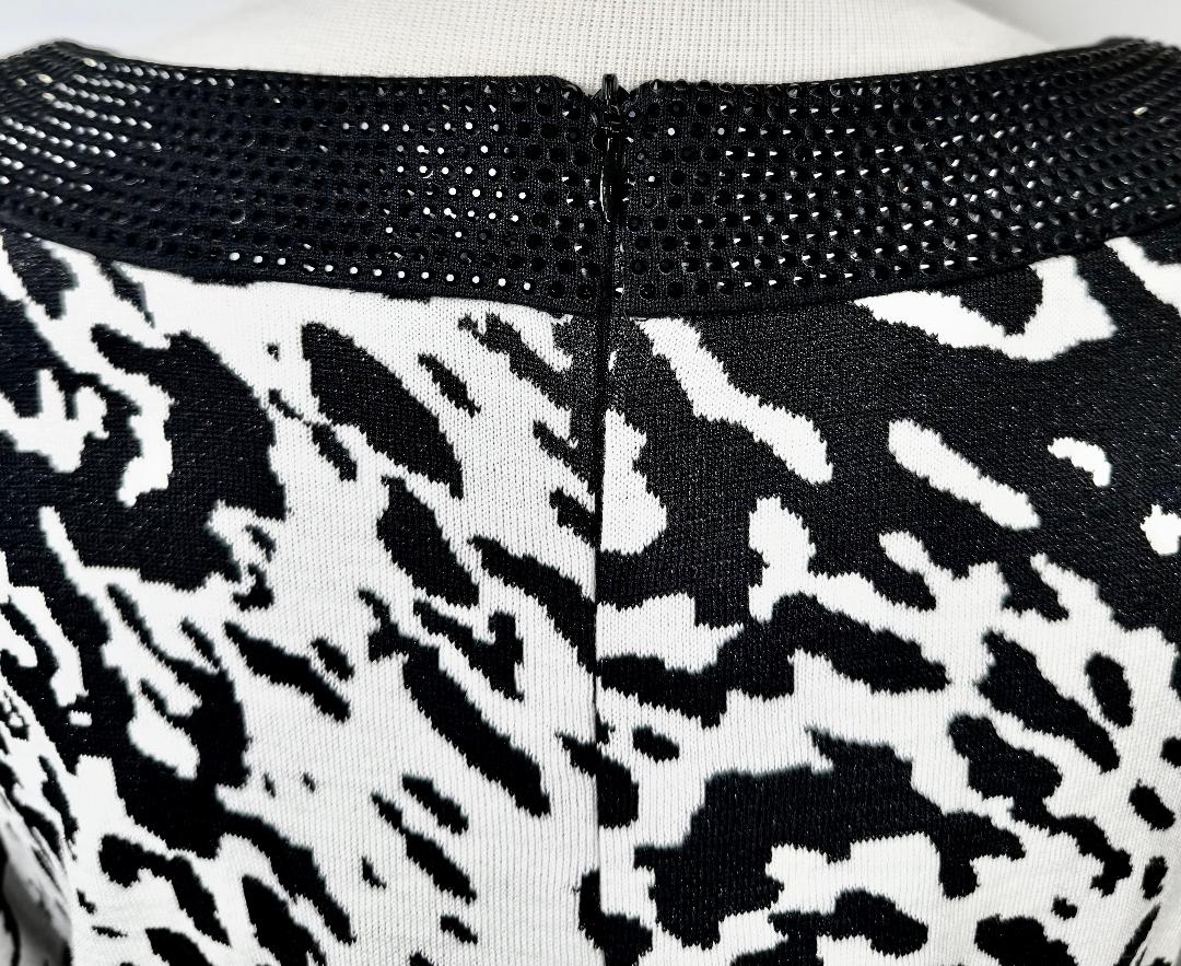 St. John Black & White Animal Print Evening Set with Paillette Accents - Size M / 10 NWT