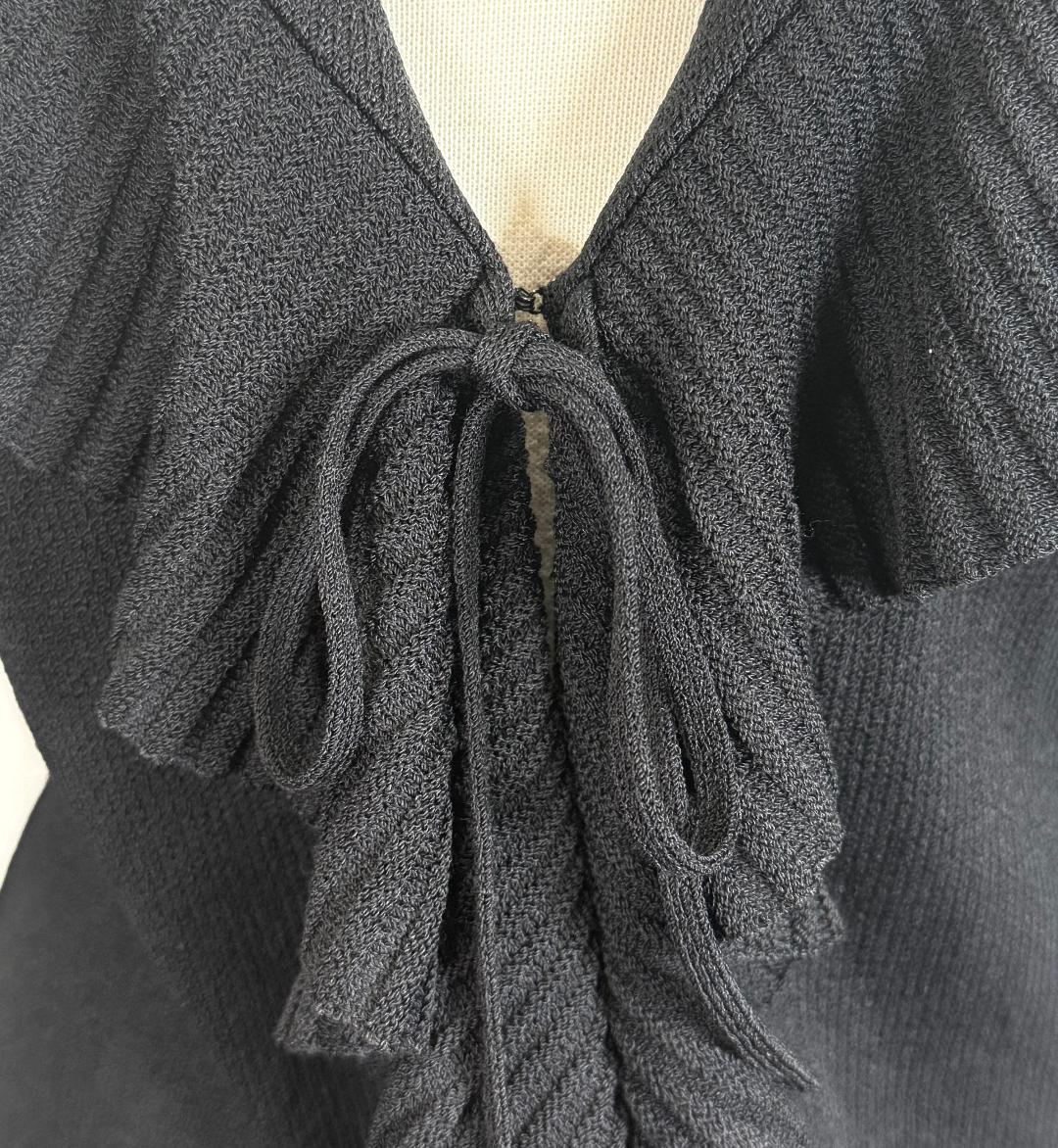St. John Black Santana Knit Iconic Ruffled Short Coat – Multiple Sizes