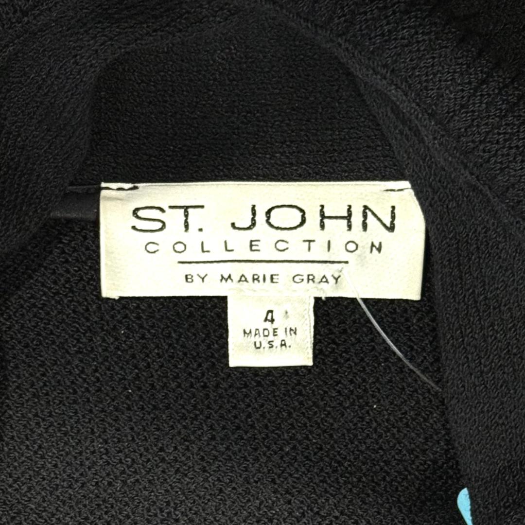 St. John Black Santana Knit Iconic Ruffled Long Coat – Multiple Sizes