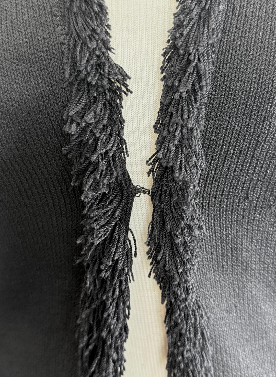 St. John Iconic Fringe Black “Rock Star” Coat – Open Style – Size 8