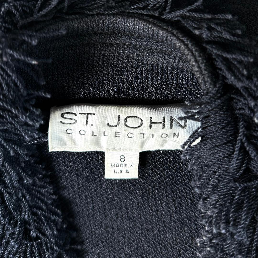 St. John Iconic Fringe Black “Rock Star” Coat – Open Style – Size 8