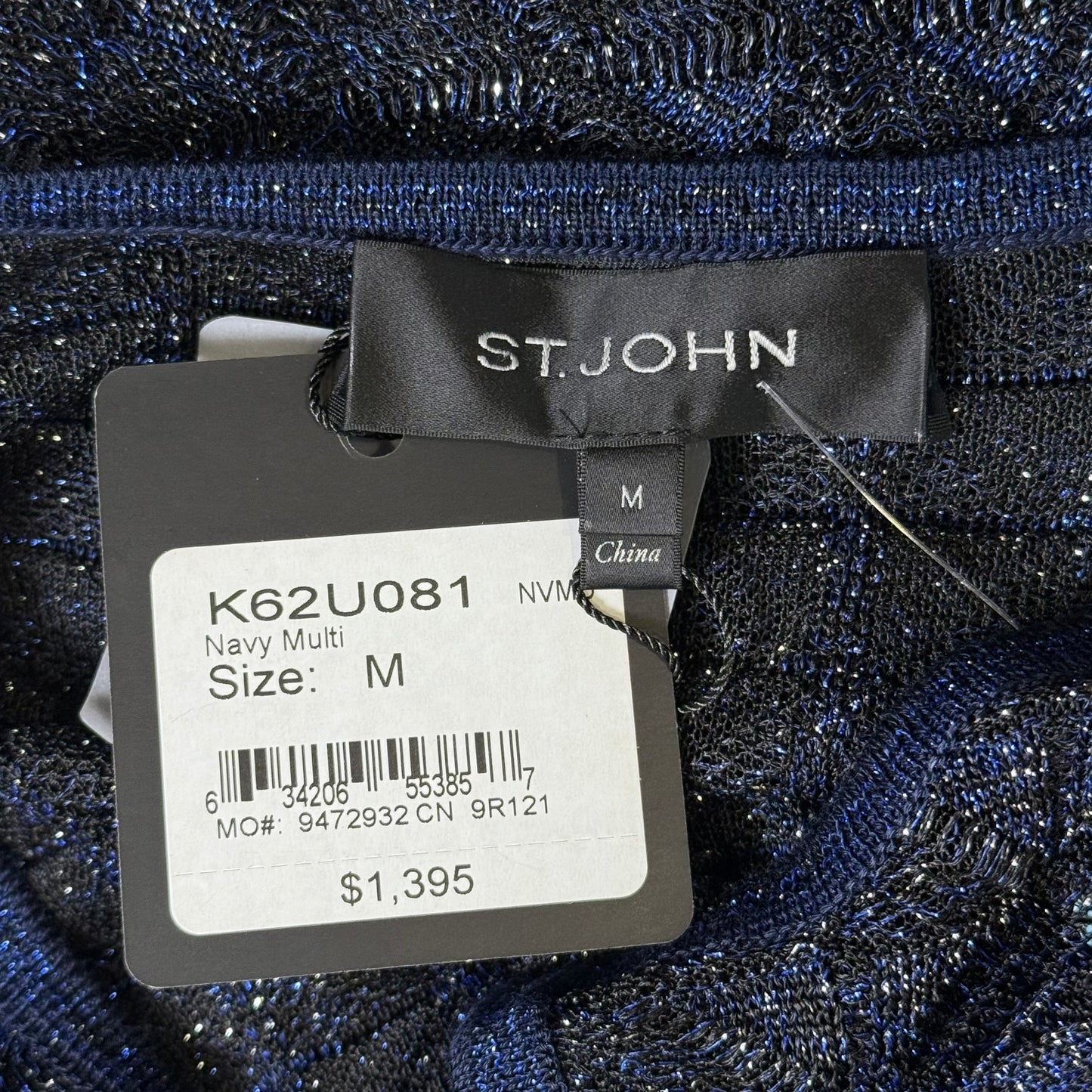 St. John Black, Blue & Silver Textured Knit Evening Coat/Duster – Lightweight Open Style – NWT $1,395 – Size M