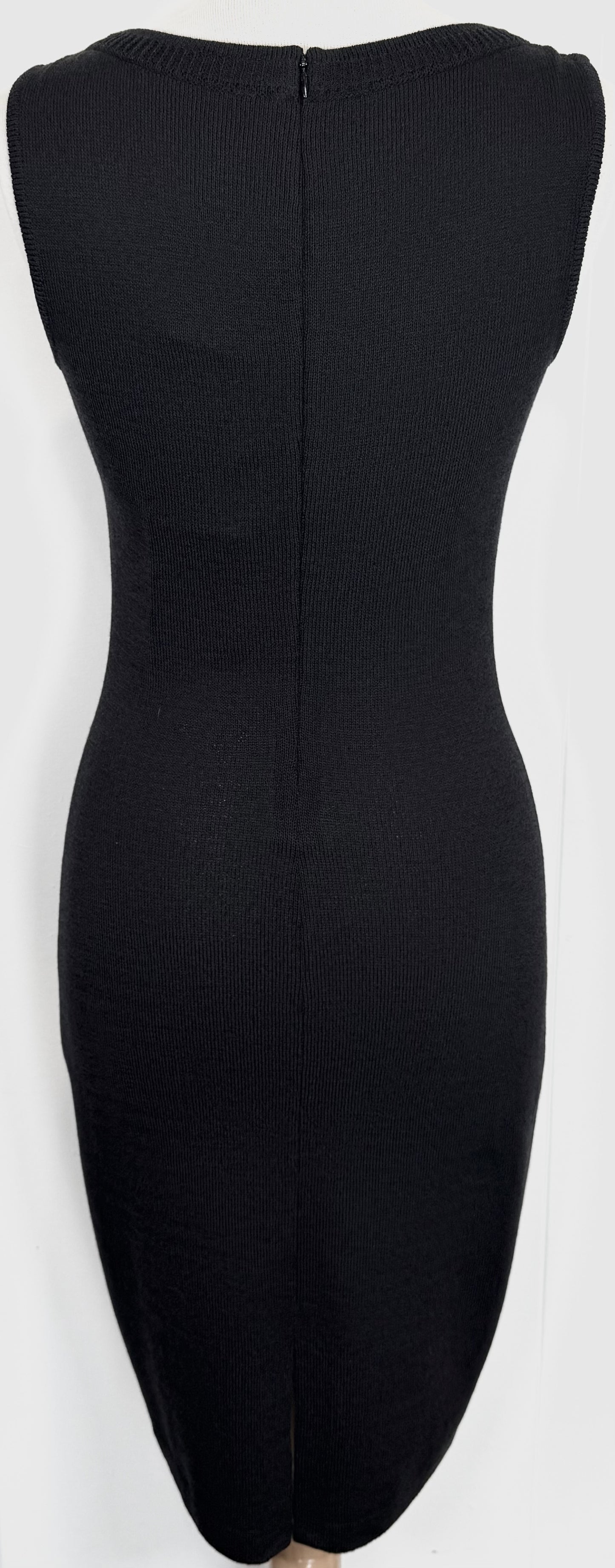 St. John Black Santana Knit Sleeveless Dress – Size 0