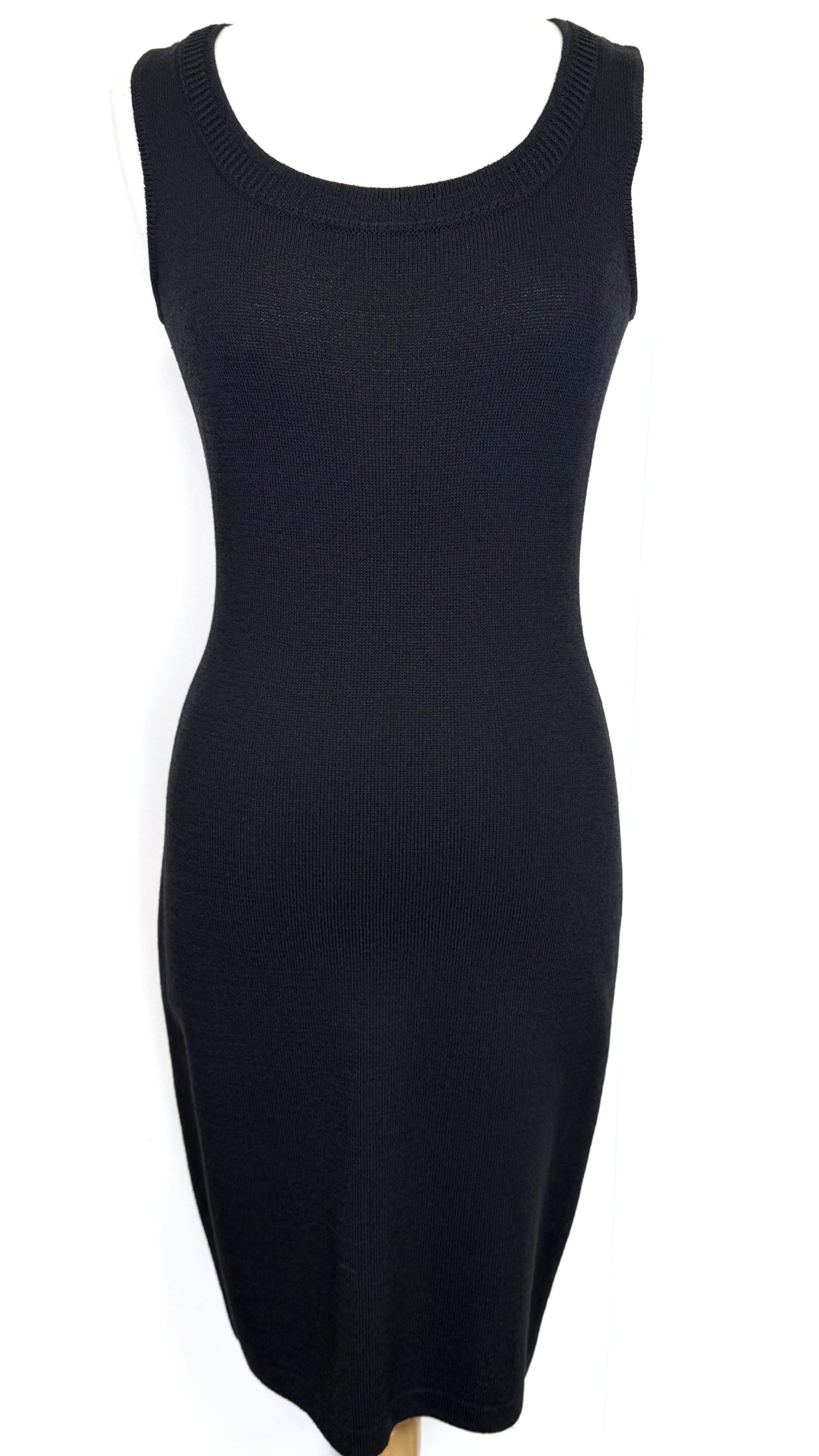 St. John Black Santana Knit Sleeveless Dress – Size 0