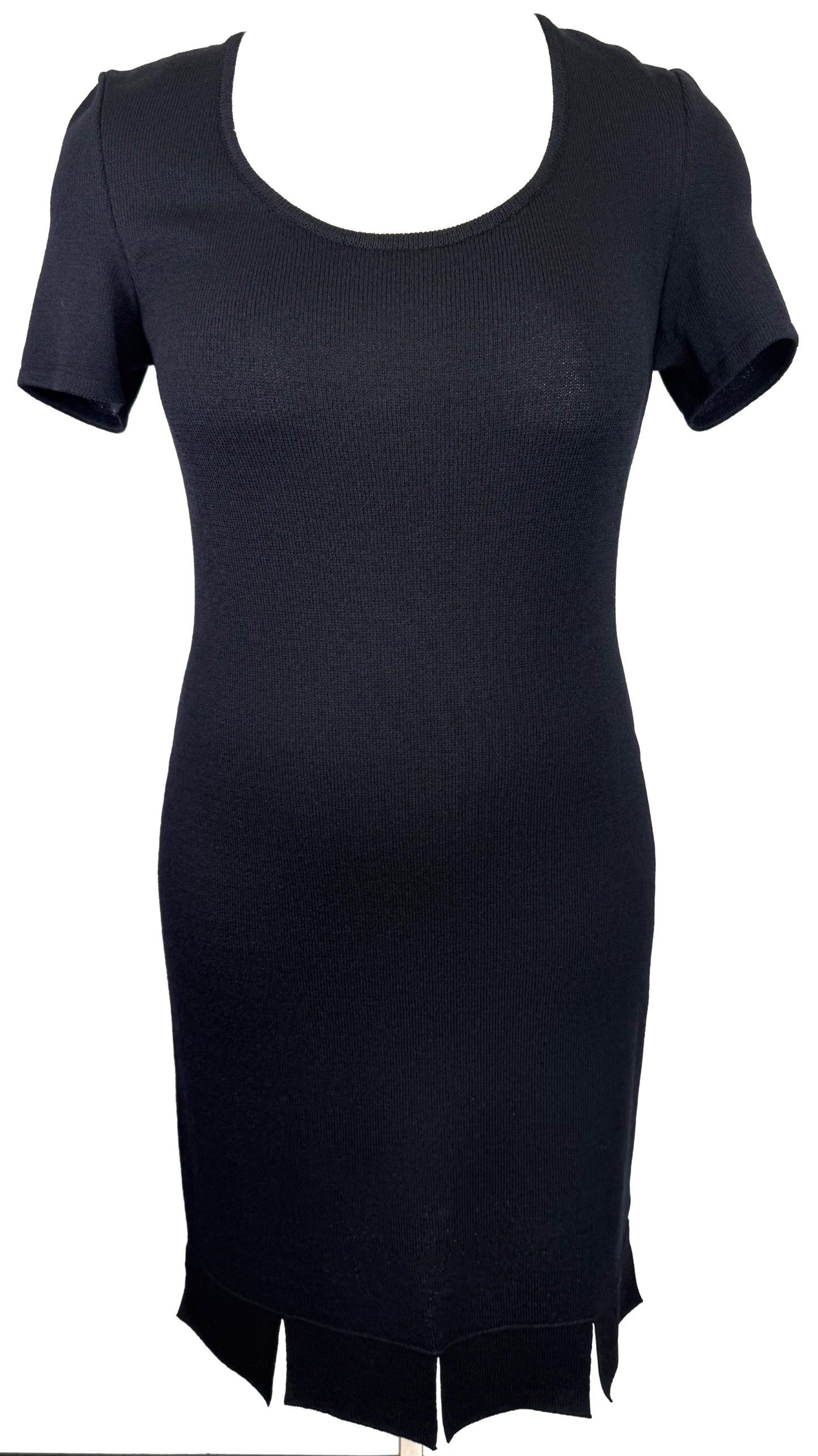St. John Black Santana Knit Dress – Short Sleeve Classic – Size 8