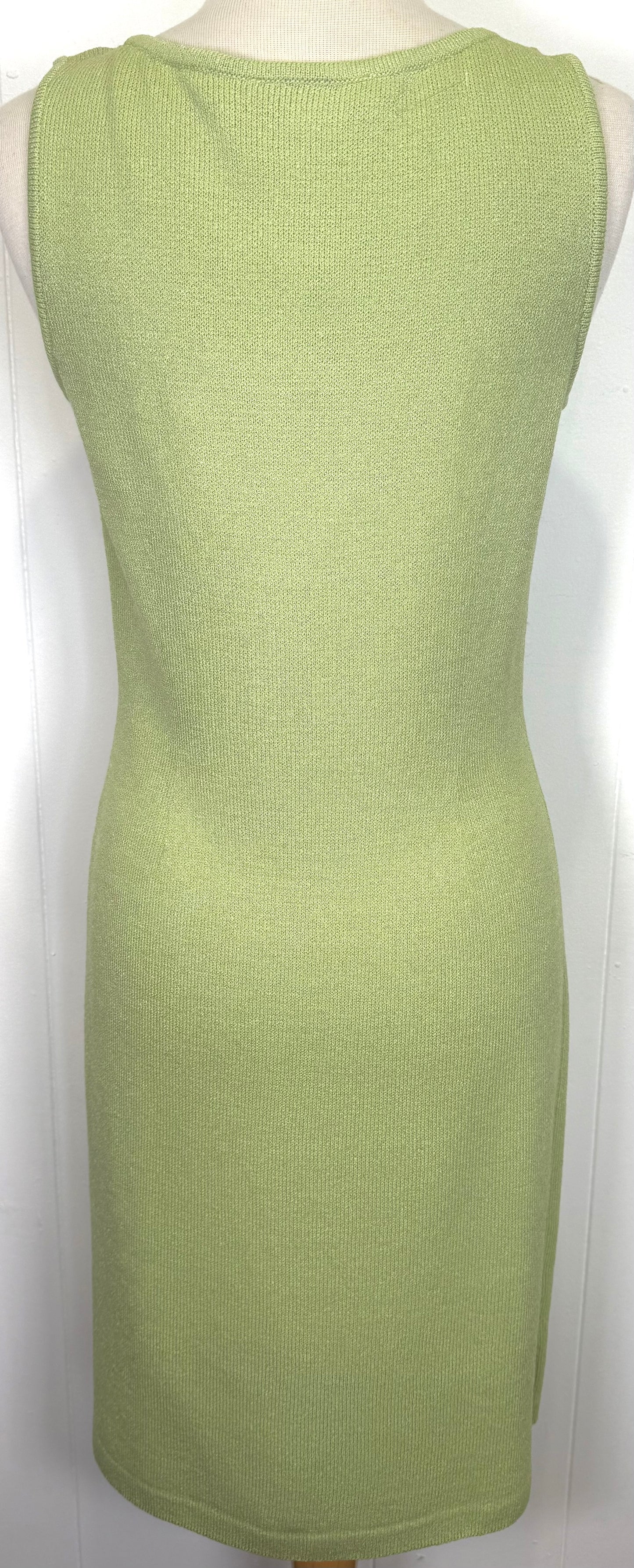 St. John Green Santana Knit Sheath Dress – Sleeveless Classic – Size 6