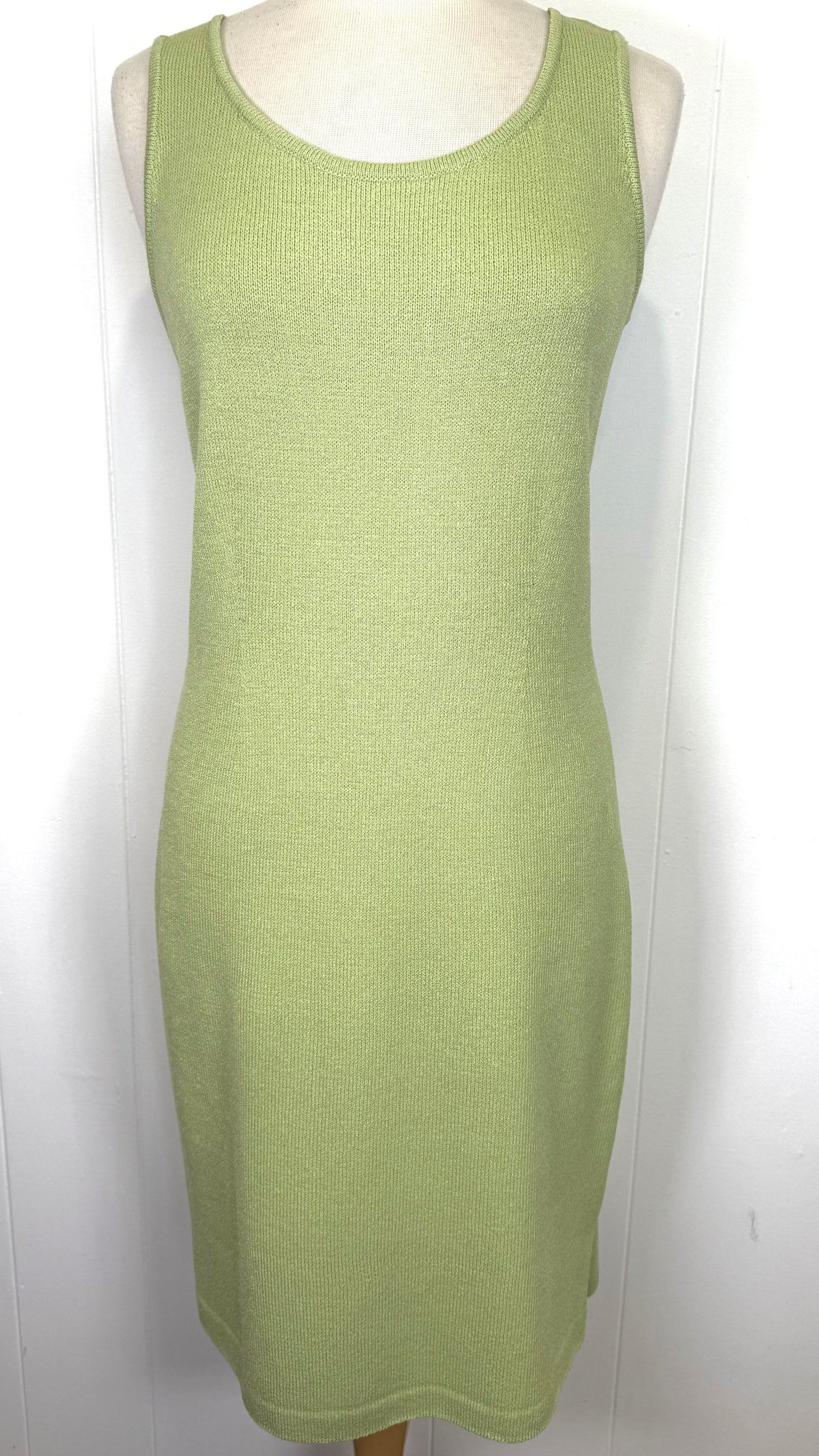 St. John Green Santana Knit Sheath Dress – Sleeveless Classic – Size 6