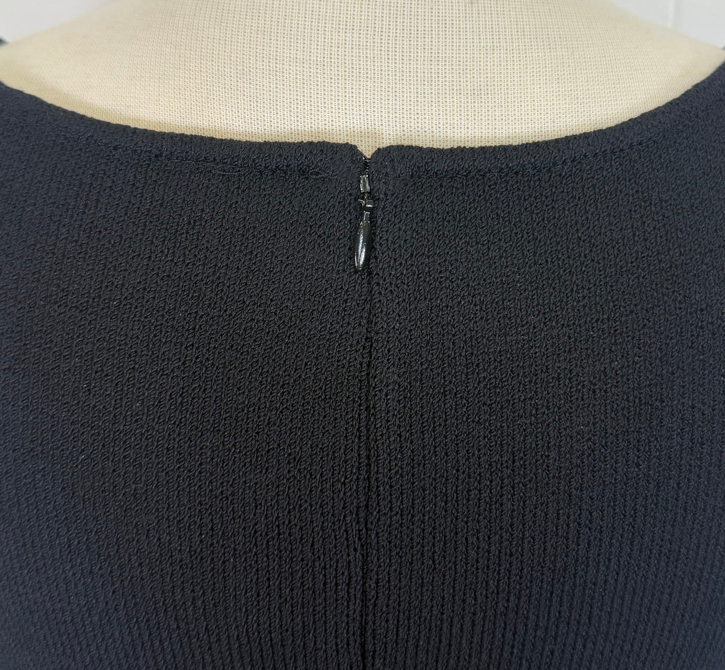 St. John Black Santana Knit Dress – Lace & Multicolor Paillette Detail – Size 4