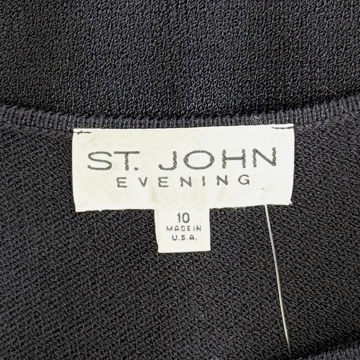 St. John Black Santana Knit Long Dress – Open Stitch Detail – Size 10
